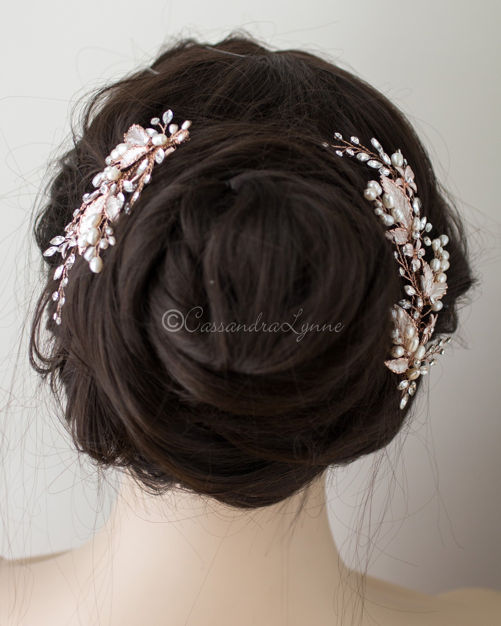 Freshwater Pearl Leaves Wedding Hair Clip - Cassandra Lynne
