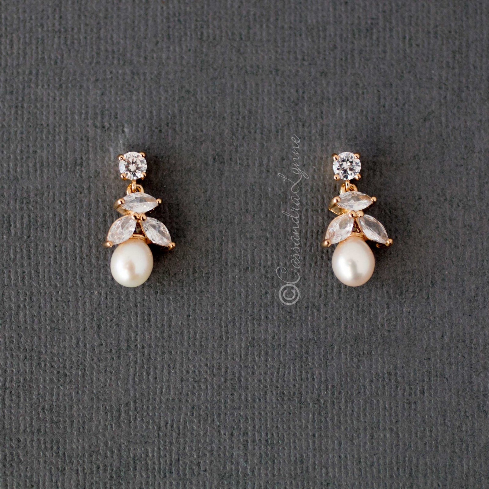 Freshwater Pearl Tiny Drop CZ Earrings - Cassandra Lynne