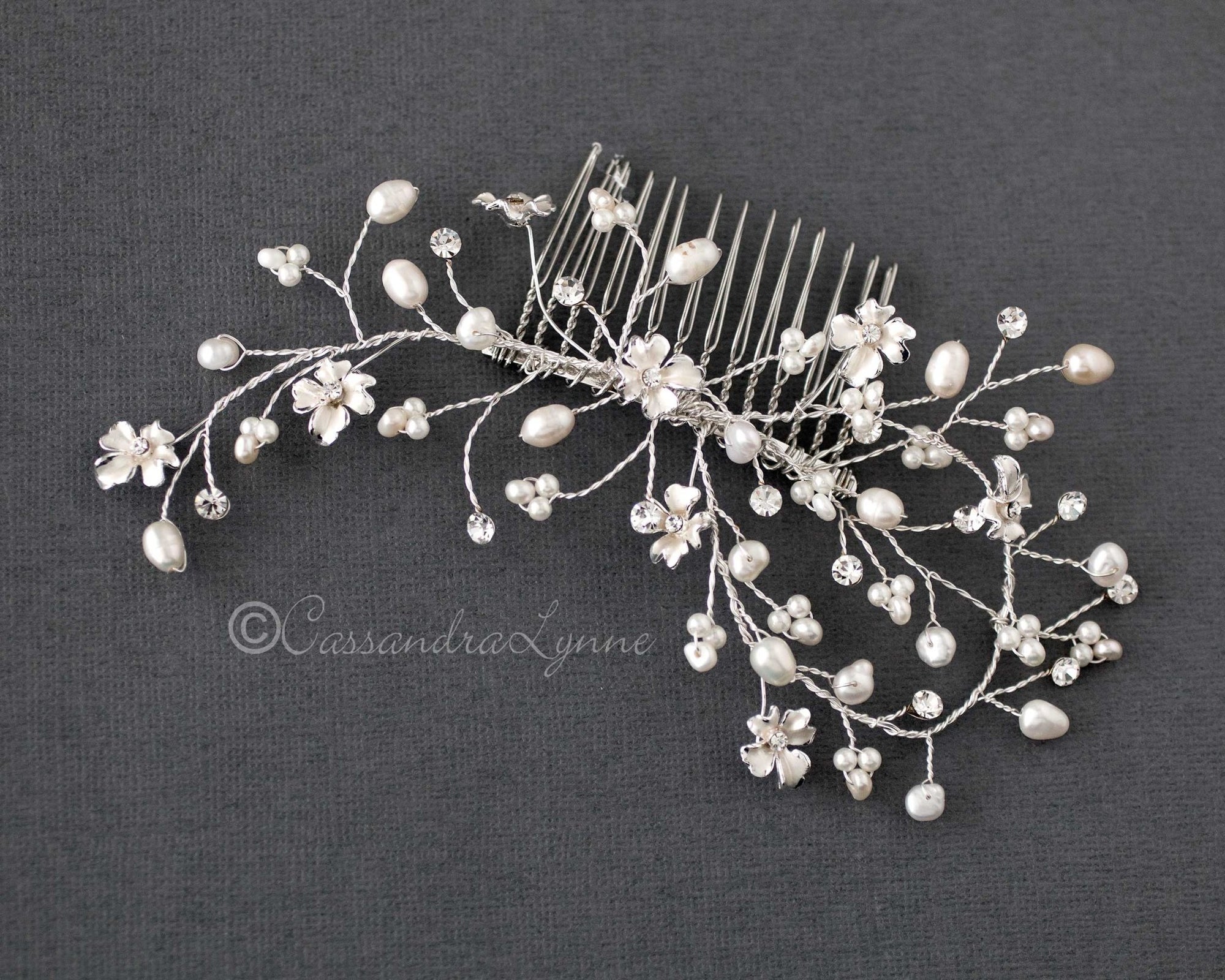 Freshwater Pearl Wedding Hair Comb - Cassandra Lynne