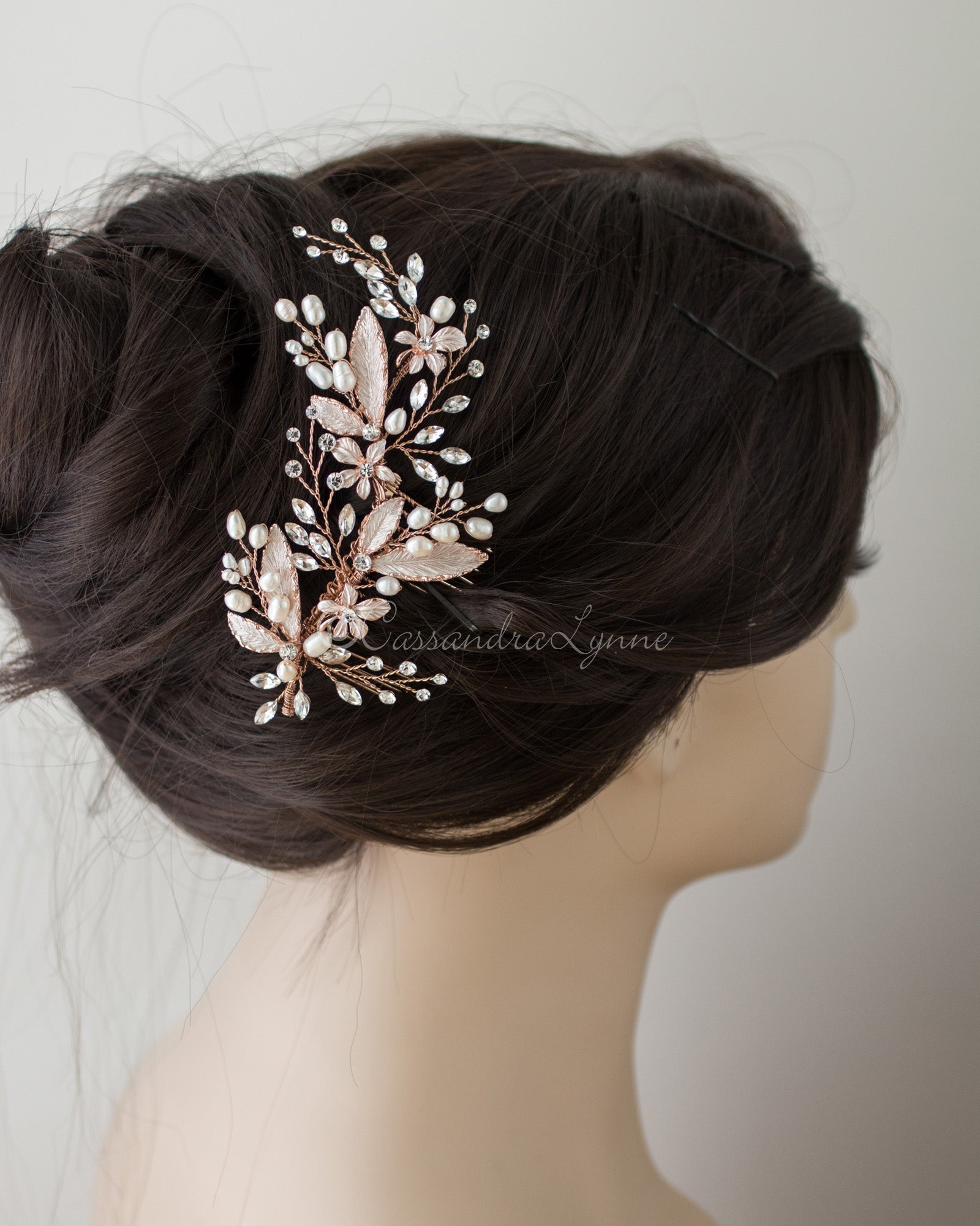 Freshwater Pearls Leaves Wedding Hair Comb - Cassandra Lynne
