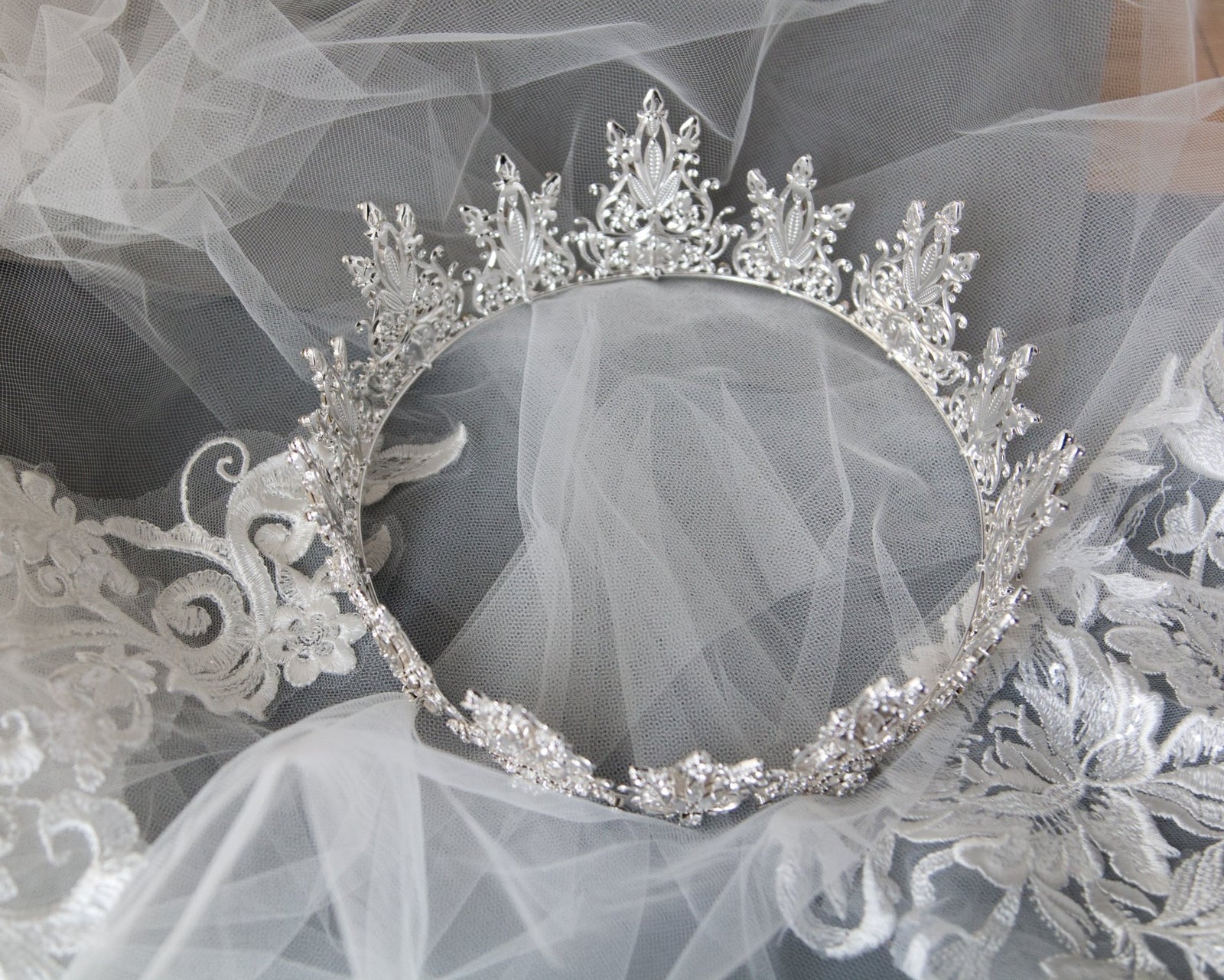 Full Circle Marquise Filigree Wedding Crown - Cassandra Lynne