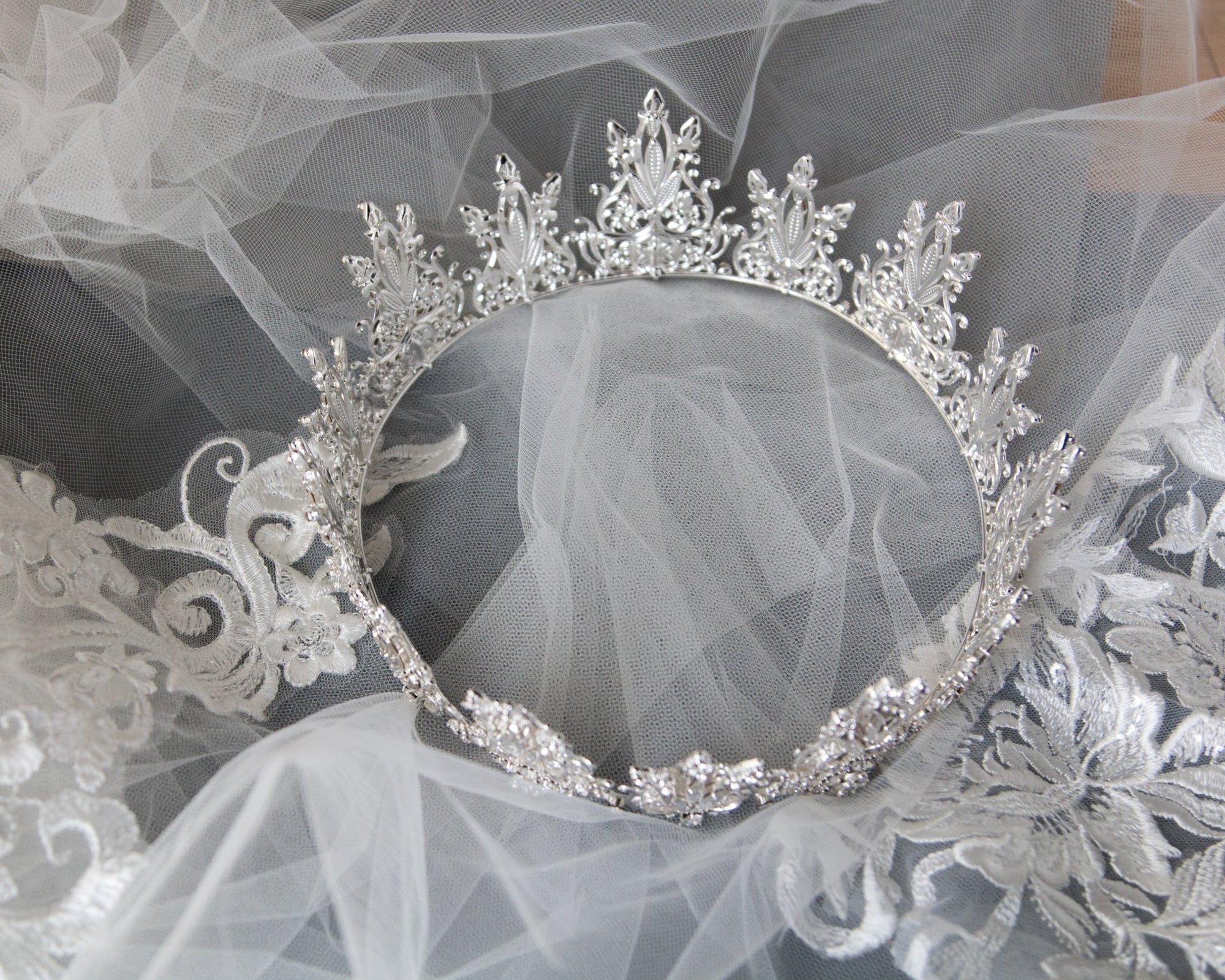 Full Circle Marquise Filigree Wedding Crown - Cassandra Lynne