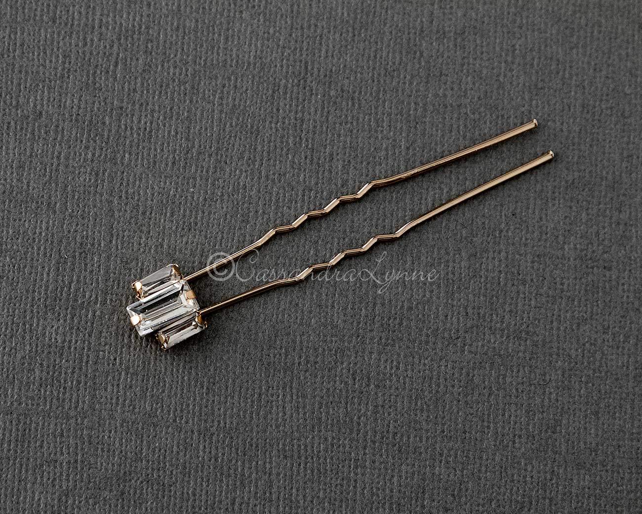 Gold Baguette Wedding Hair Pins Set - Cassandra Lynne