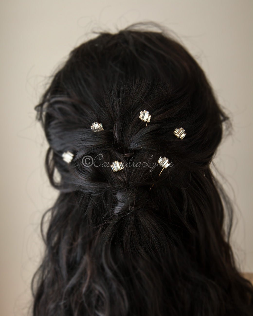 Gold Baguette Wedding Hair Pins Set - Cassandra Lynne