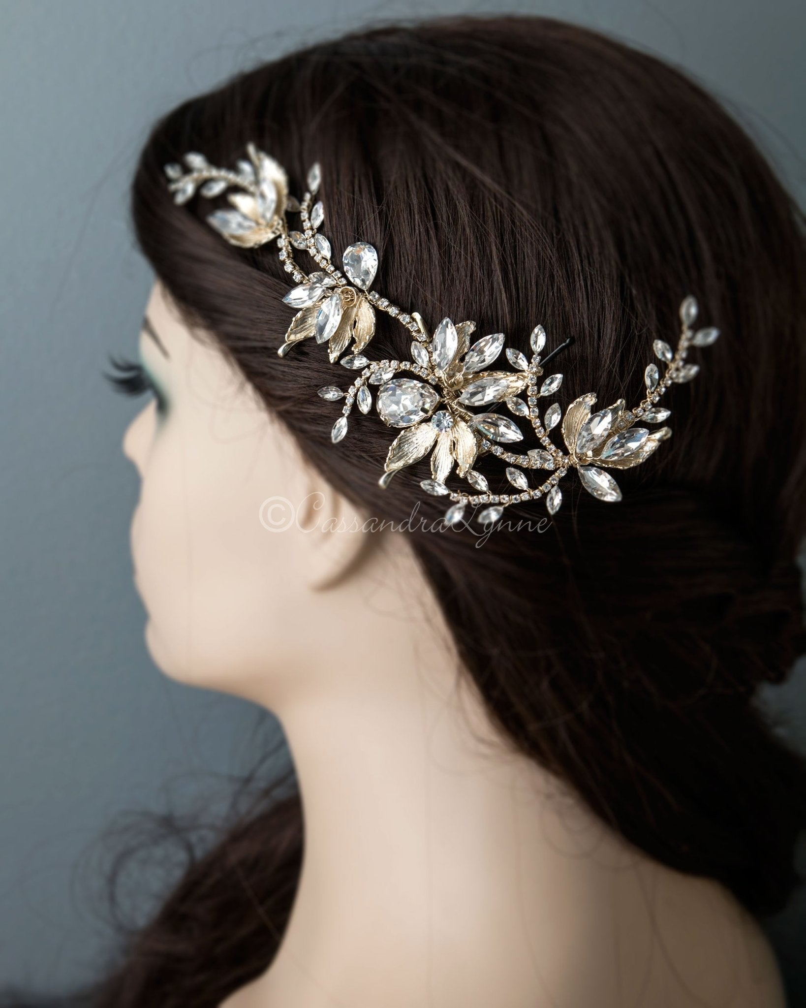 Gold Crystal Bridal Hair Clip - Cassandra Lynne