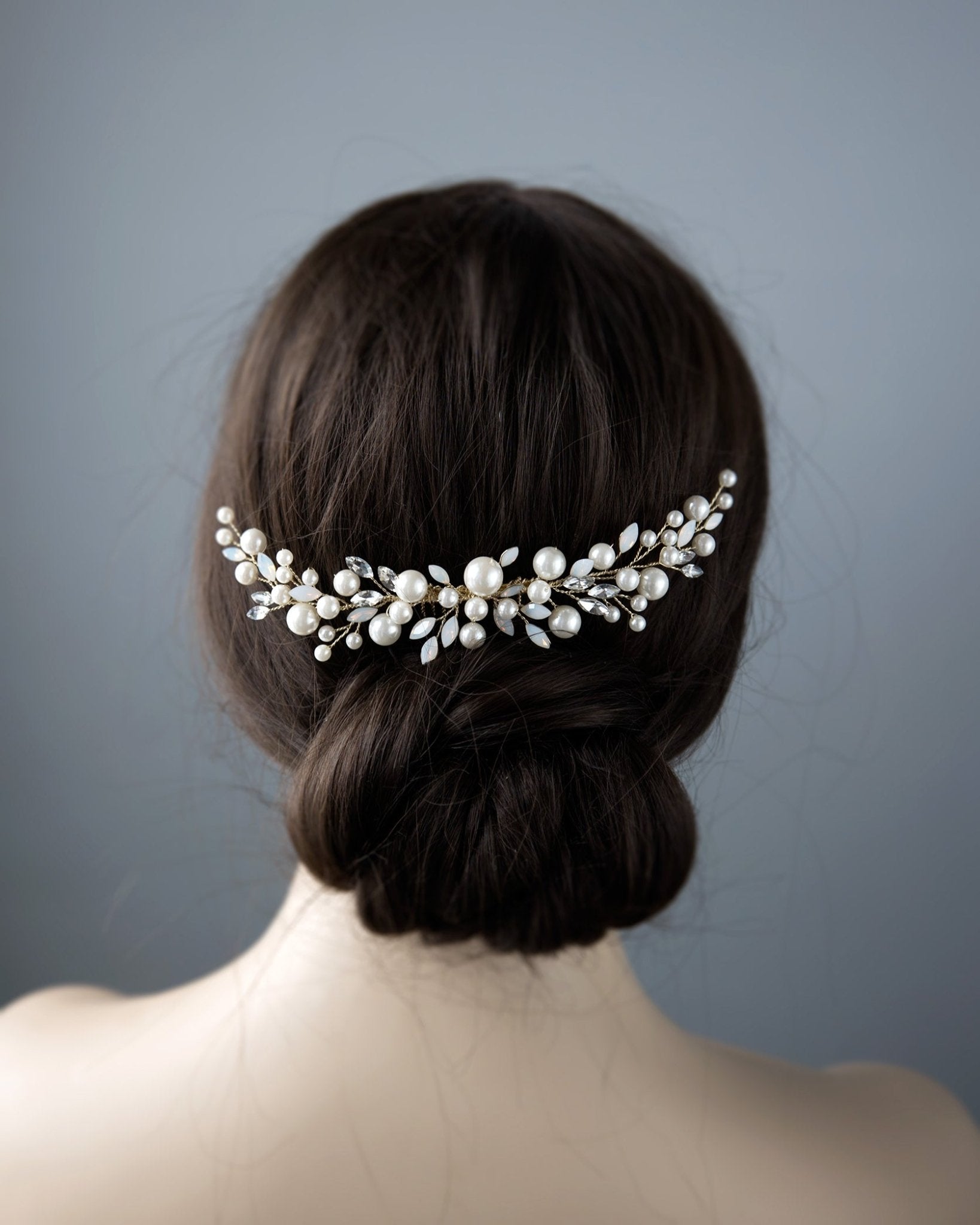 Ivory Pearls and Opal Bridal Comb - Cassandra Lynne