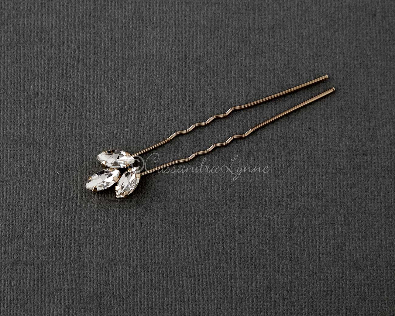 Gold Marquise Wedding Hair Pins Set - Cassandra Lynne