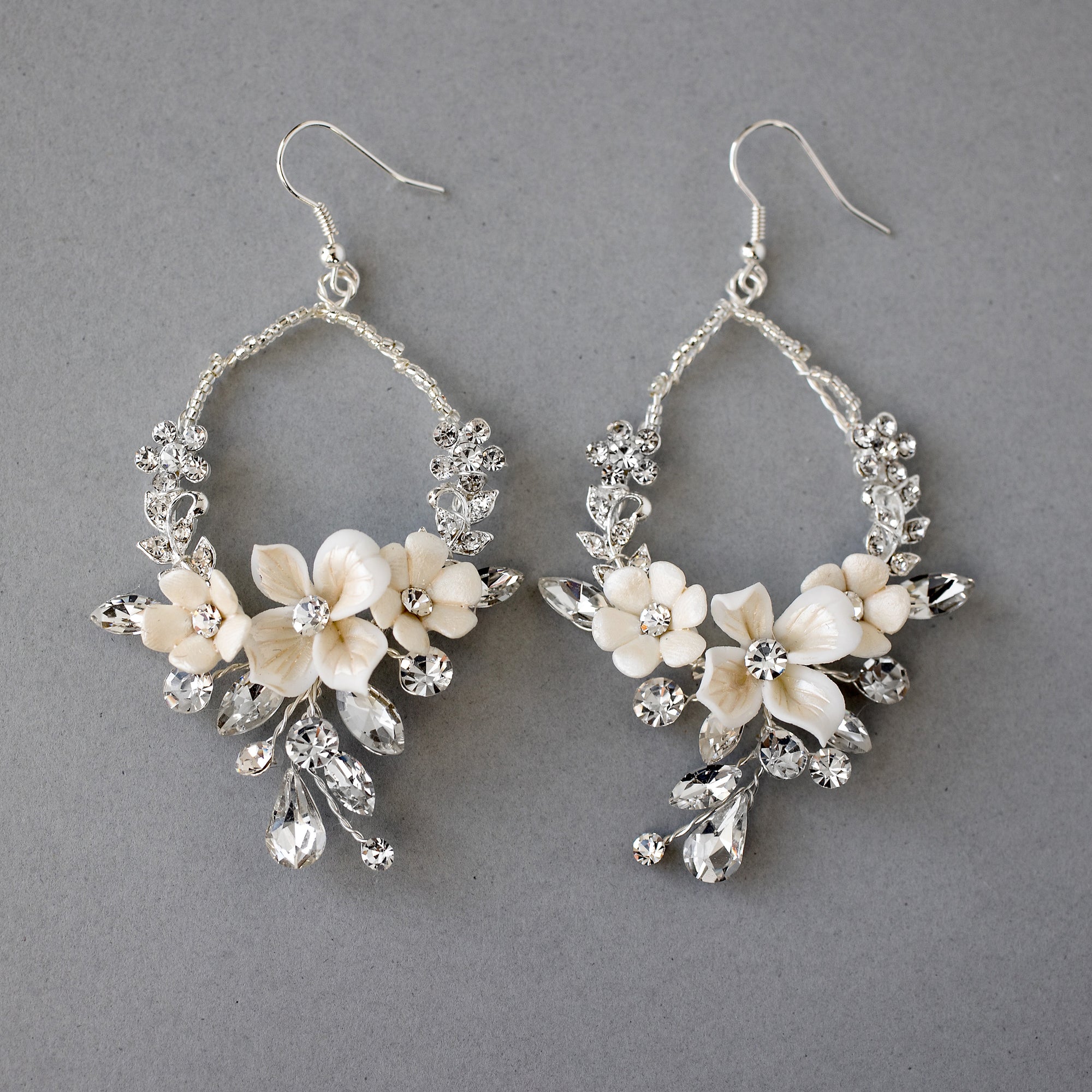 Porcelain Flower Hoop Earrings - Cassandra Lynne