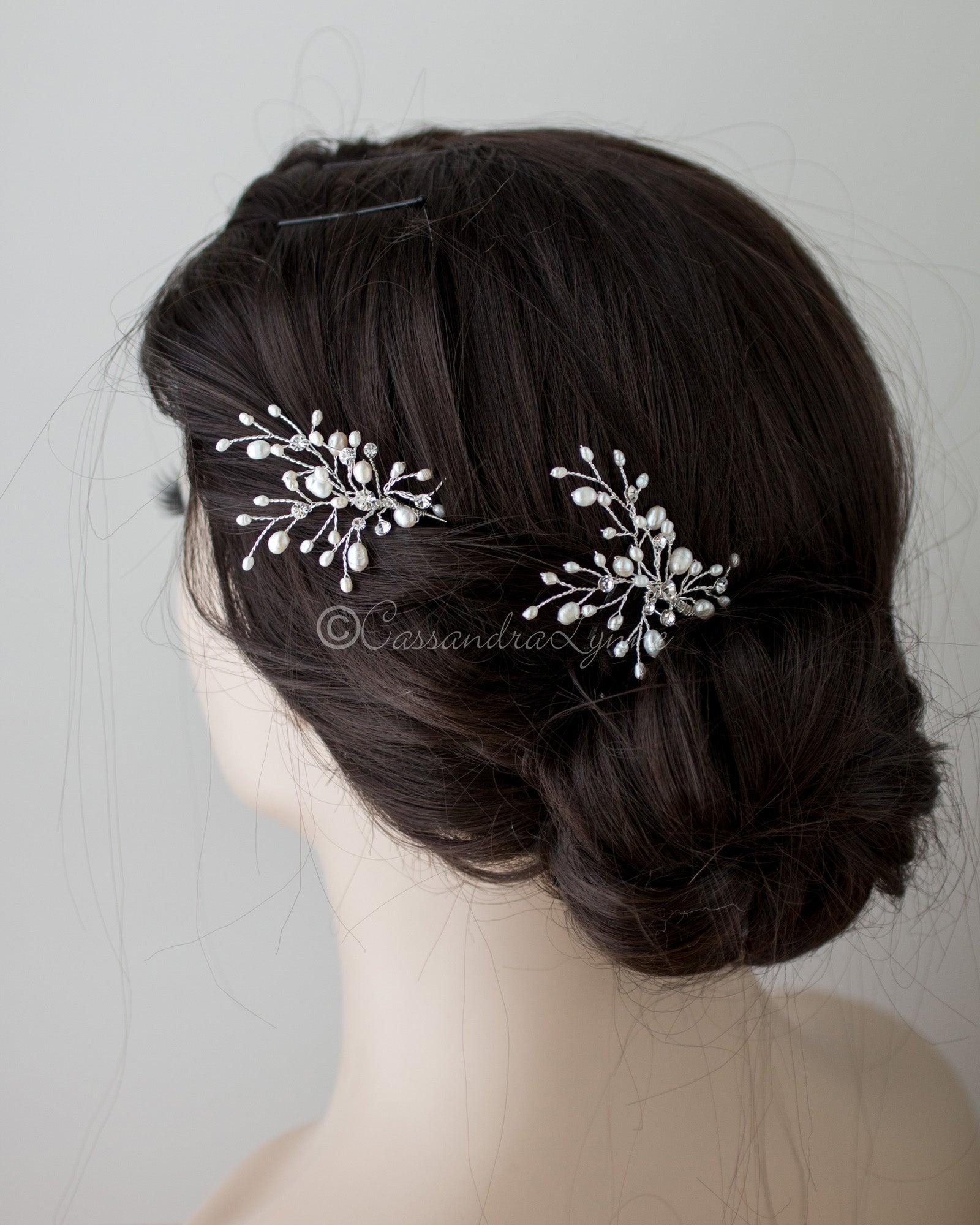 Ivory Pearl and Crystal Bridal Hair Pin - Cassandra Lynne