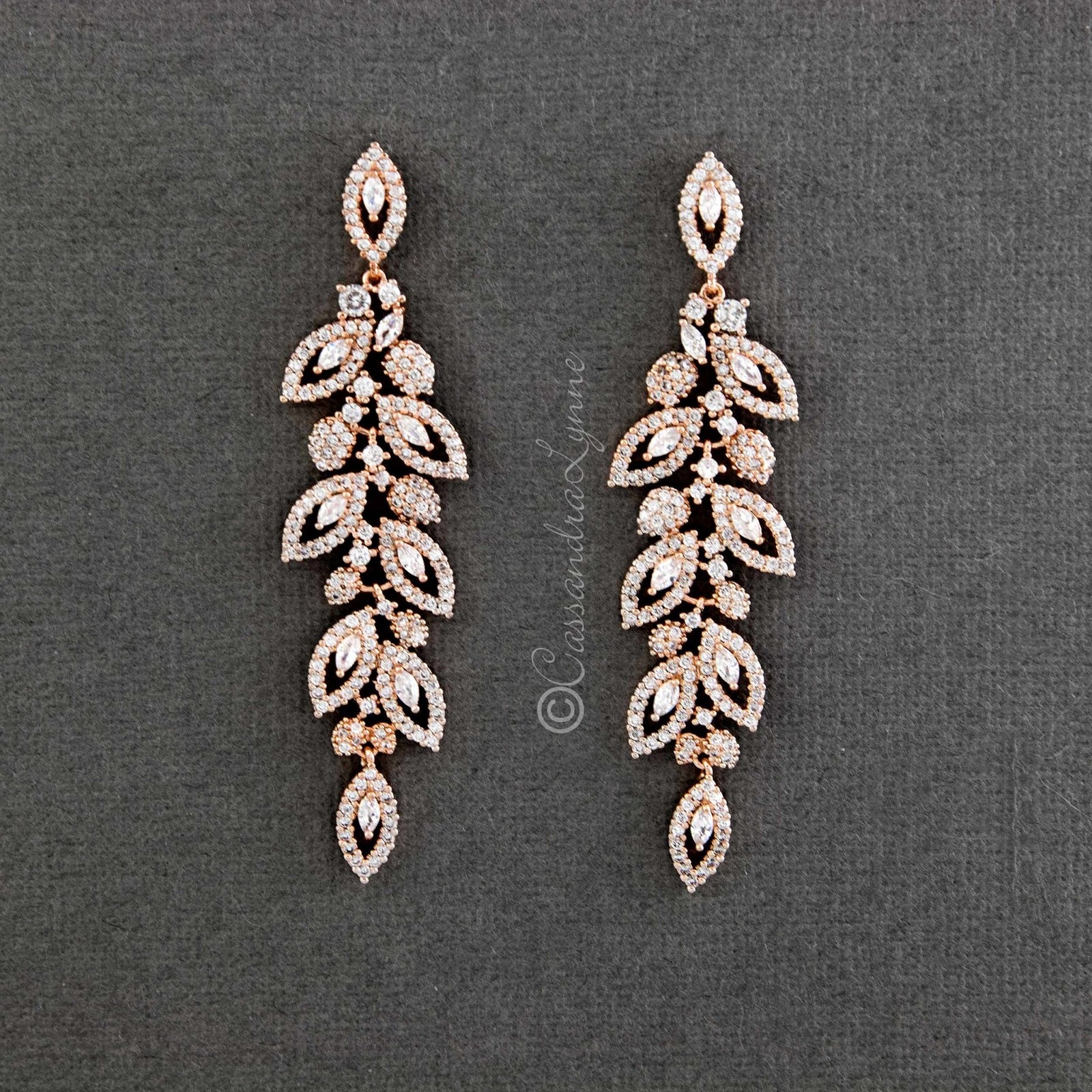 Leaf CZ Chandelier Earrings - Cassandra Lynne
