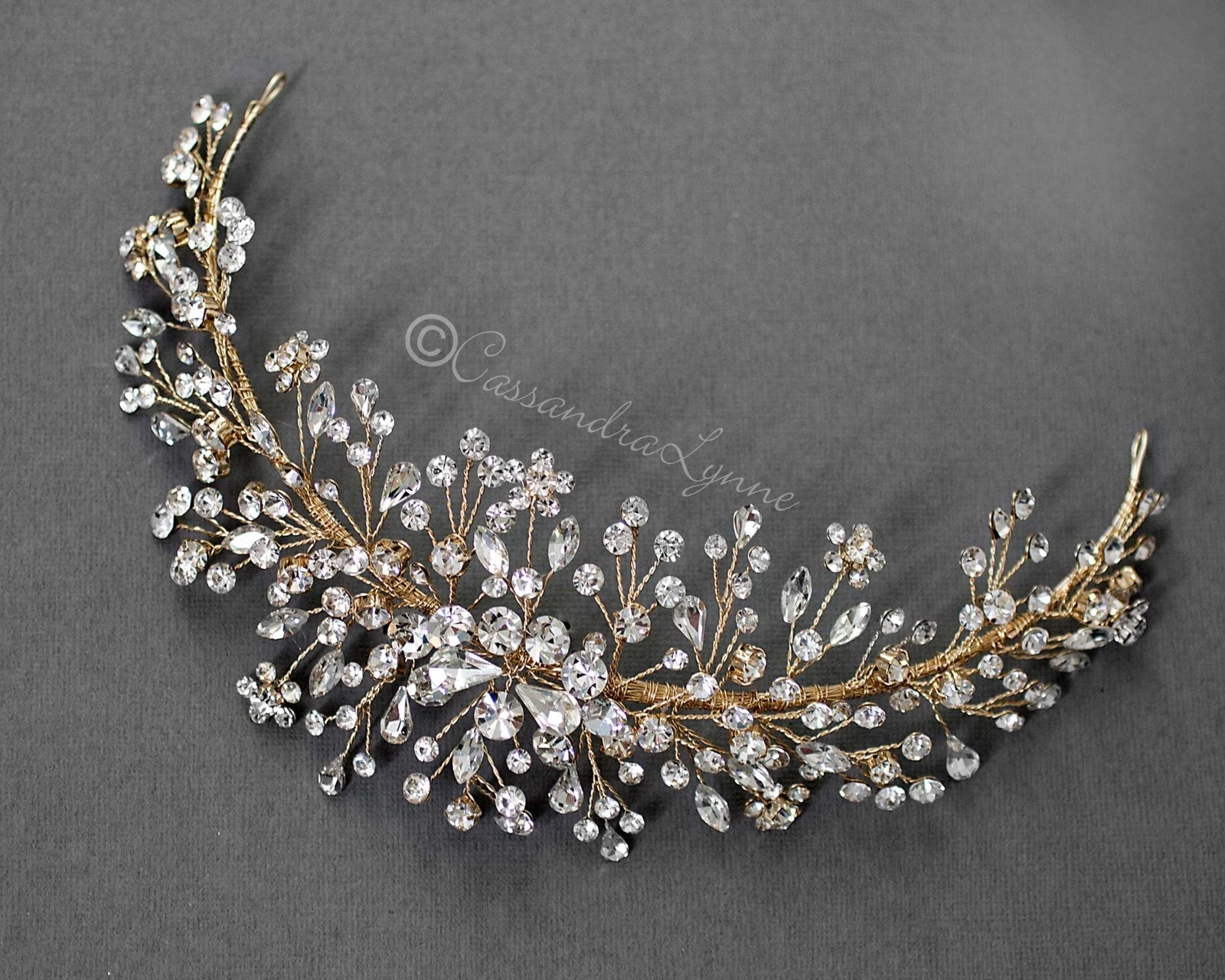 Jewel Spray Wedding Headpiece - Headband - Cassandra Lynne