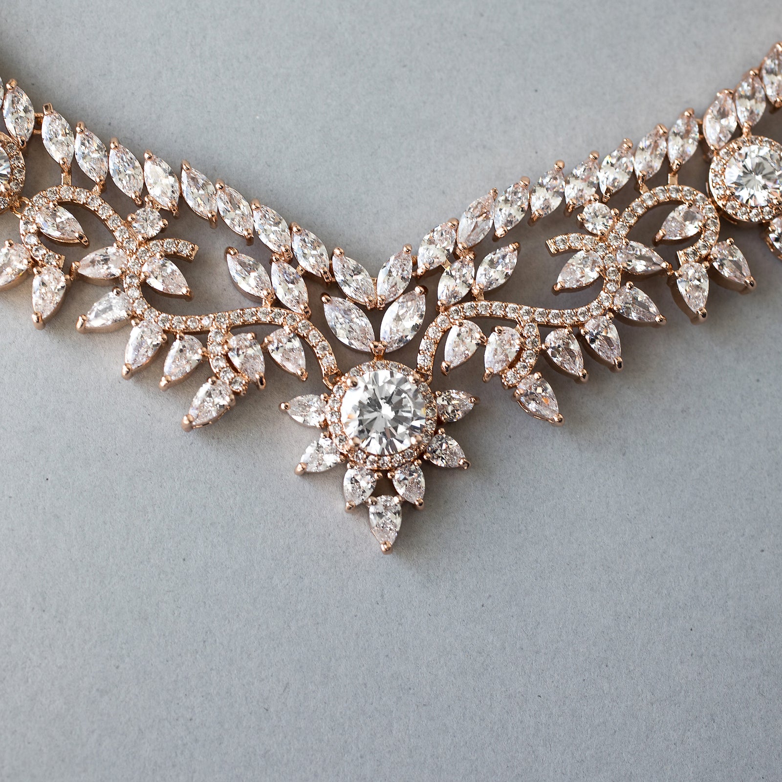 Scrolling Floral Cubic Zirconia Necklace Set - Cassandra Lynne