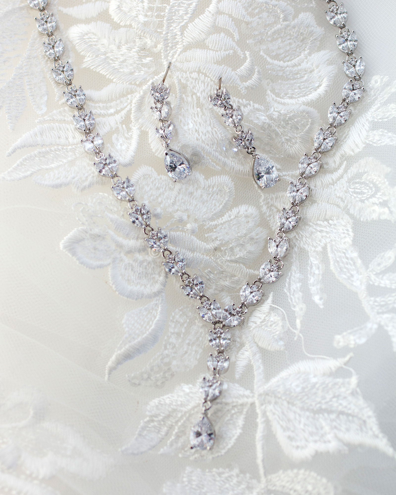 Marquise CZ Bridal Necklace Set - Cassandra Lynne