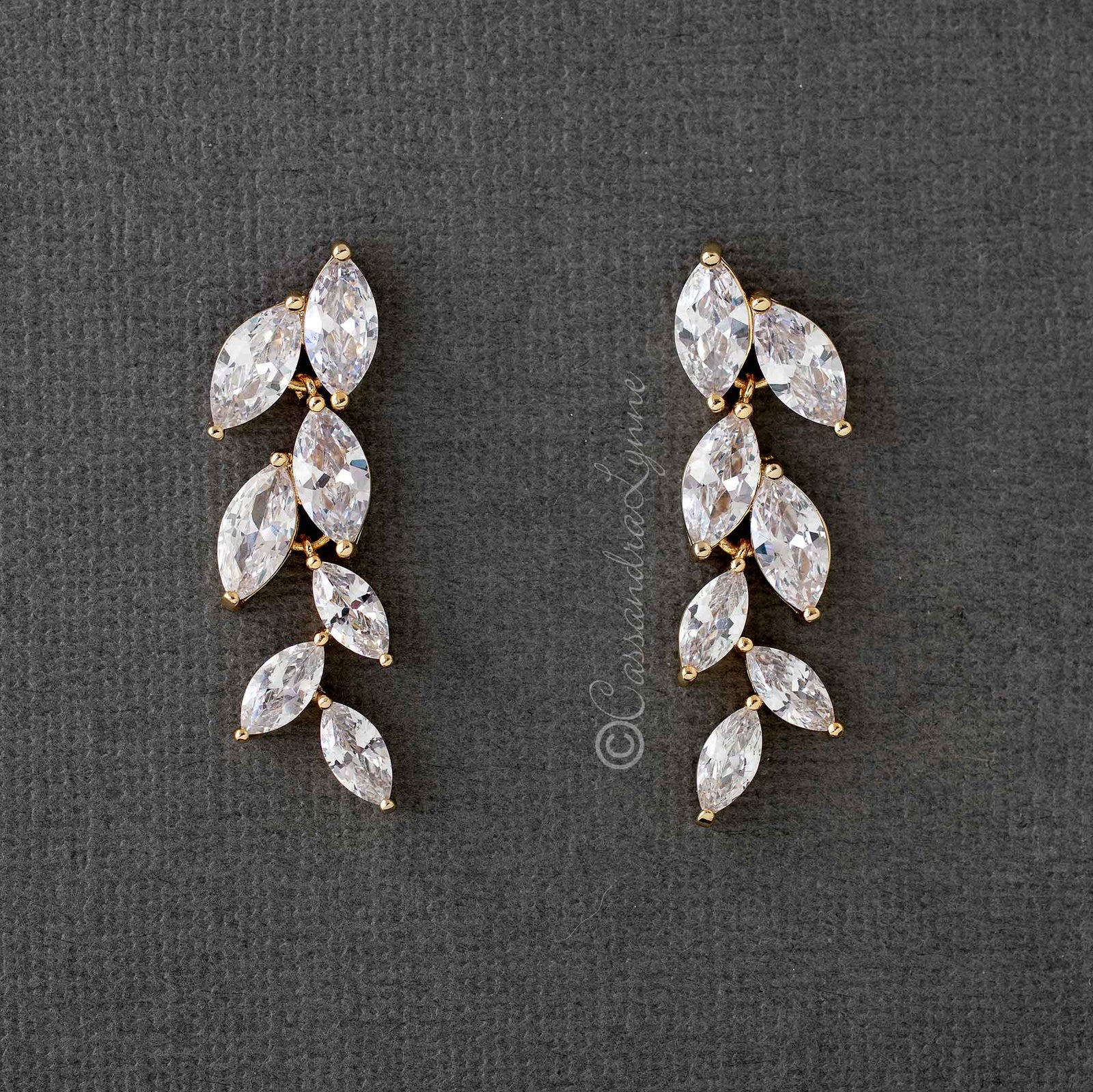 Marquise Leaf Dangle CZ Earrings - Cassandra Lynne