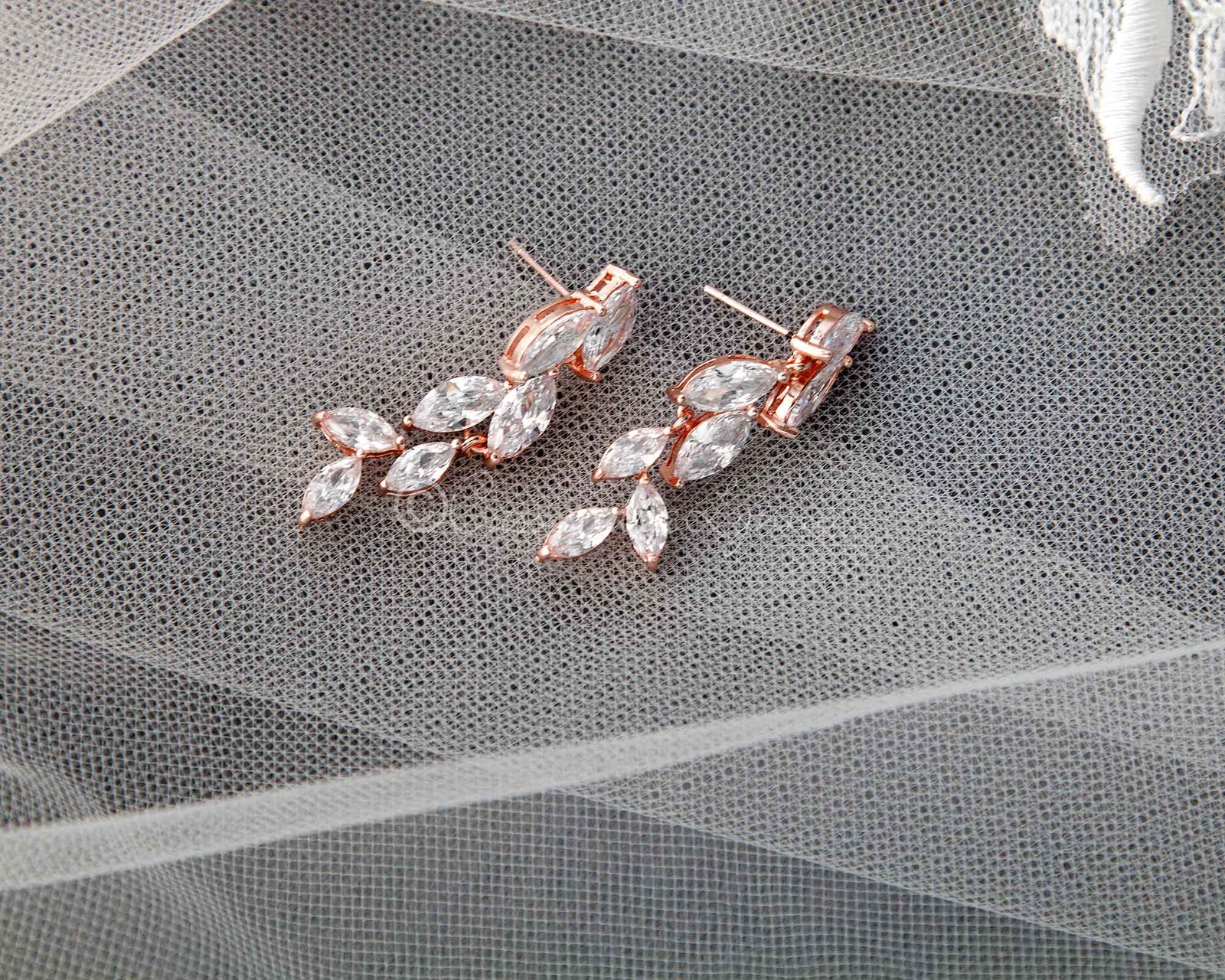 Marquise Leaf Dangle CZ Earrings - Cassandra Lynne