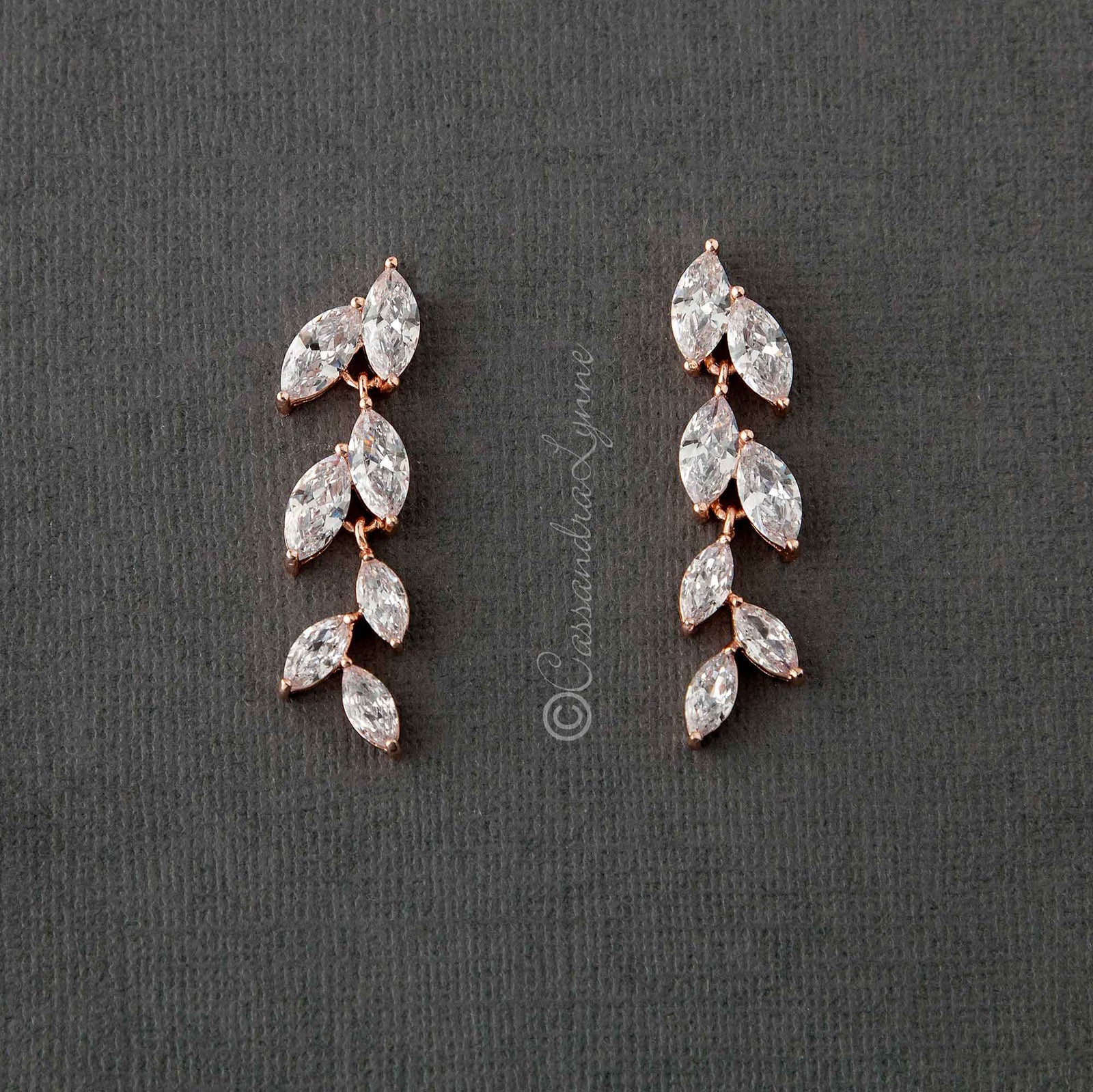 Marquise Leaf Dangle CZ Earrings - Cassandra Lynne