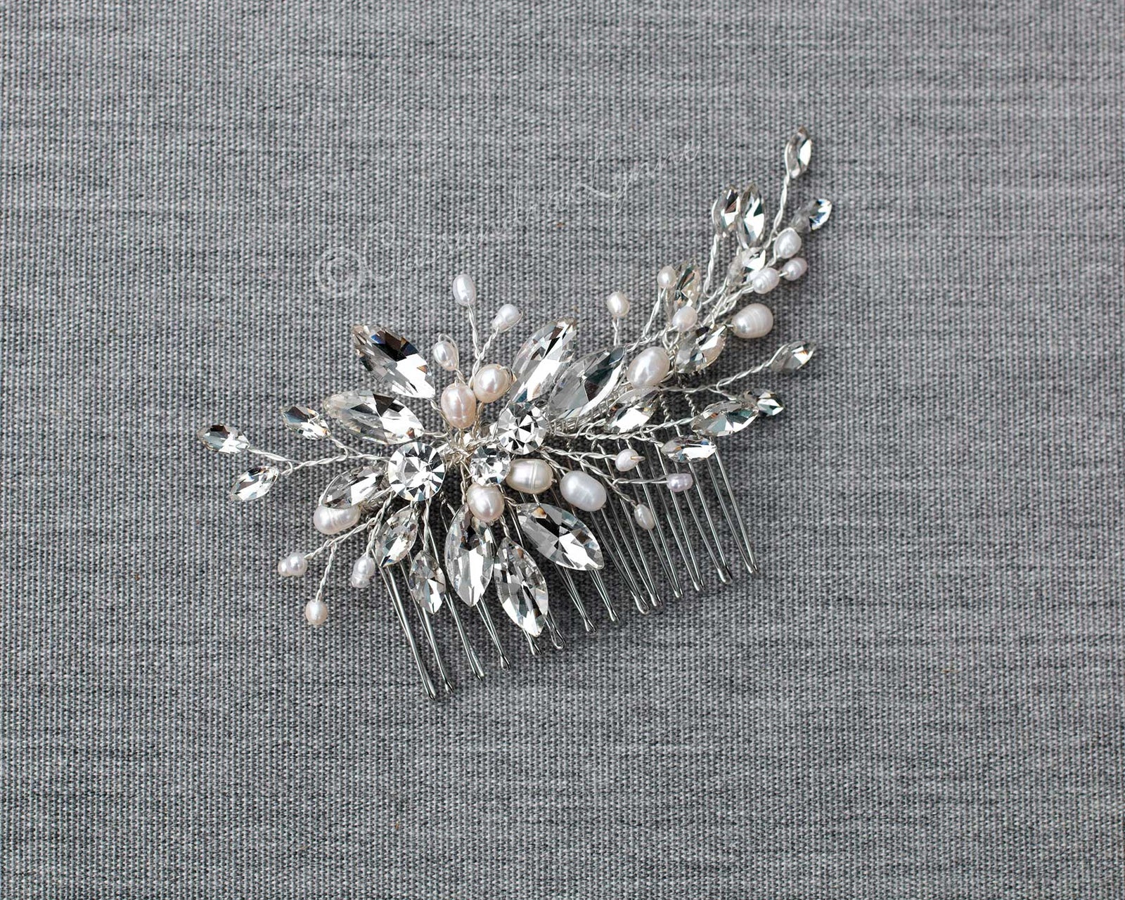Marquise Spray Bridal Comb with Pearls - Cassandra Lynne