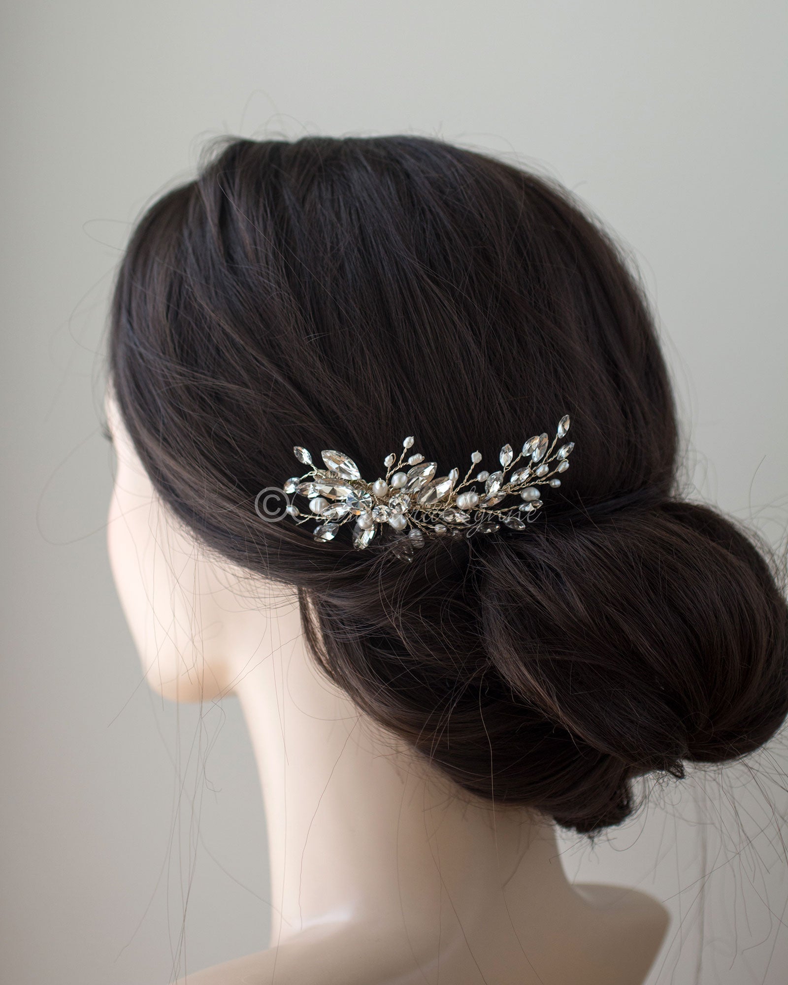 Marquise Spray Bridal Comb with Pearls - Cassandra Lynne