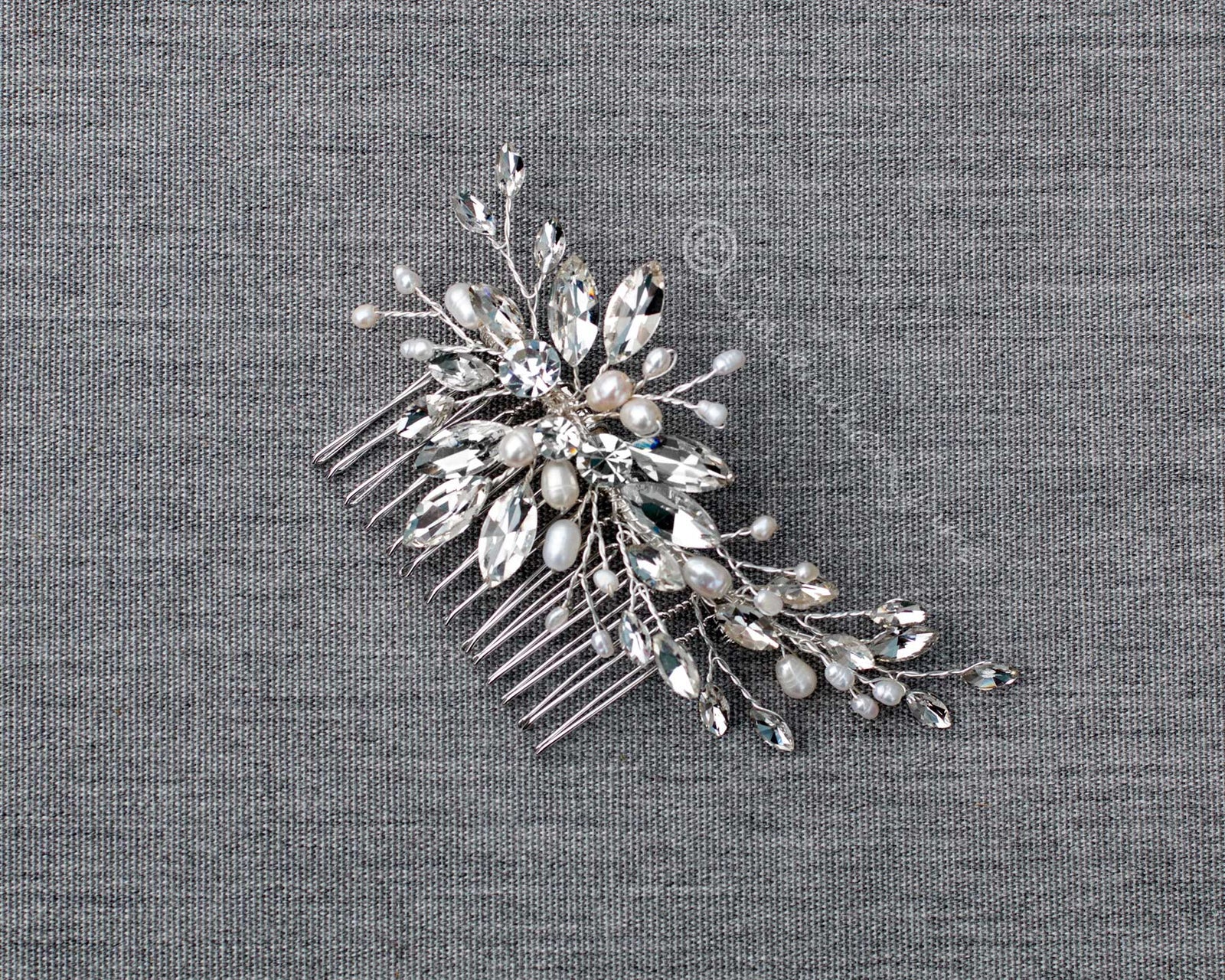 Marquise Spray Bridal Comb with Pearls - Cassandra Lynne