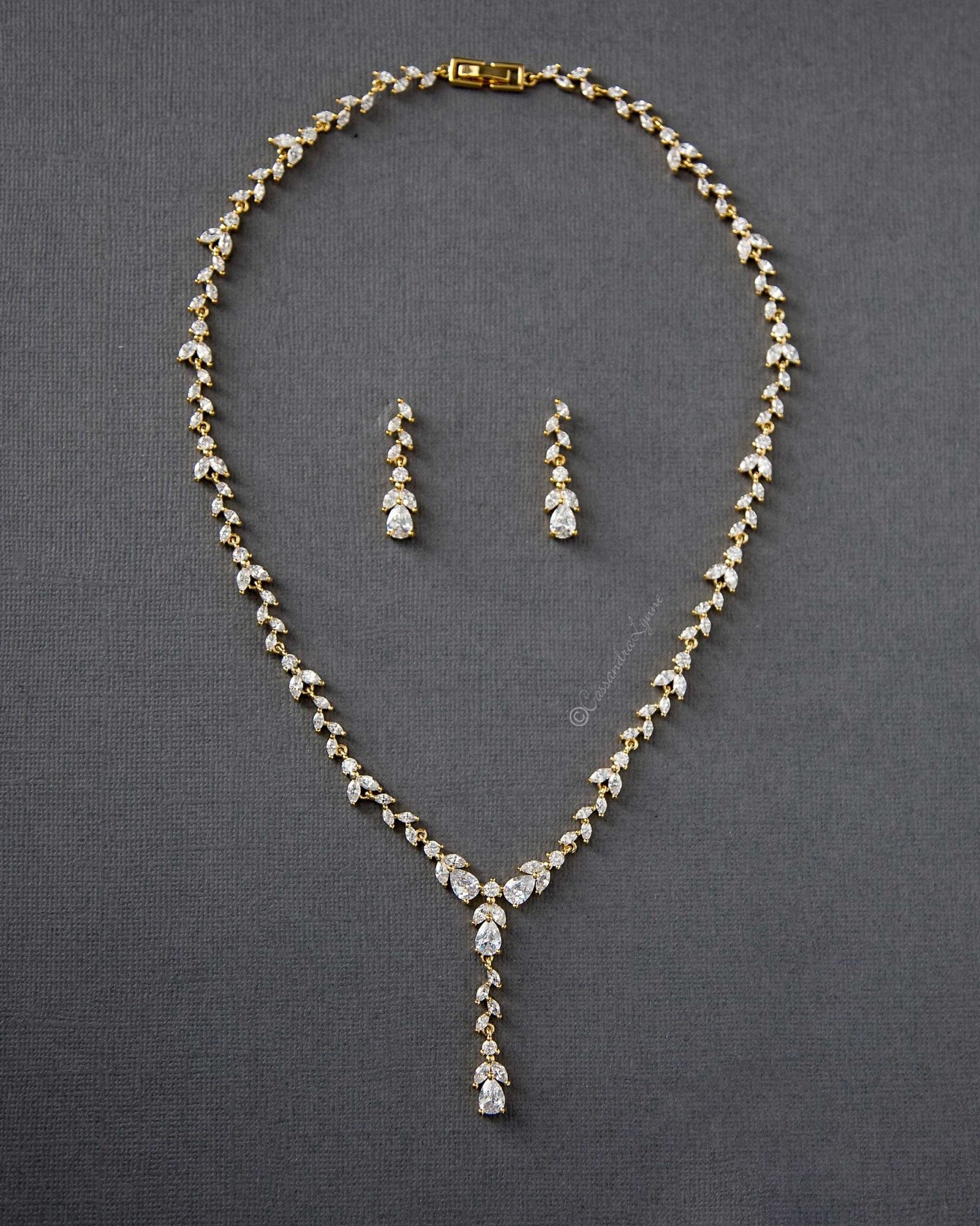 Marquise Vine and Pear Drop CZ Necklace Set - Cassandra Lynne