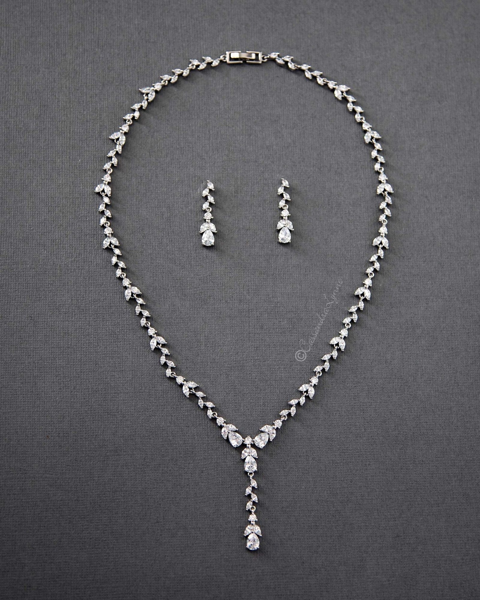 Marquise Vine and Pear Drop CZ Necklace Set - Cassandra Lynne