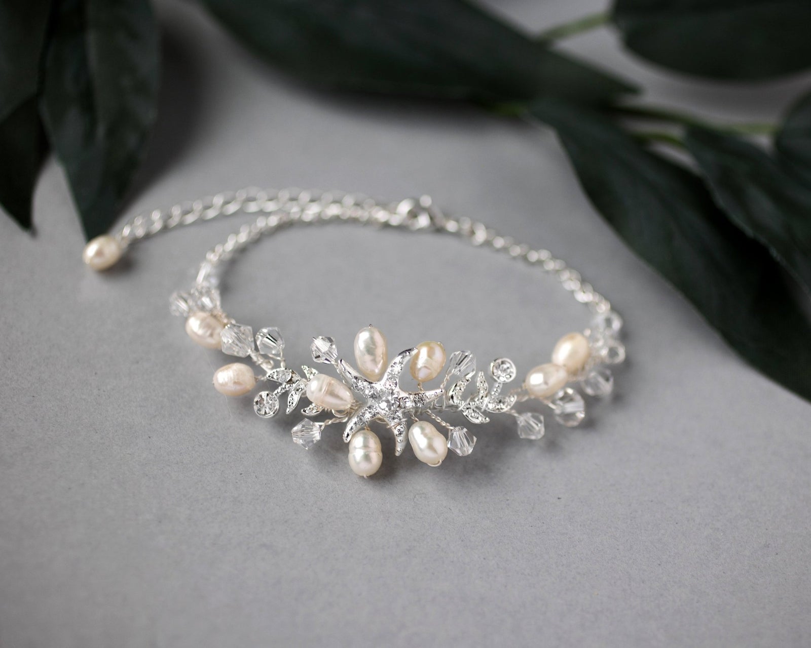 Nautical Wedding Starfish Bracelet with Pearls - Bracelet - Cassandra Lynne