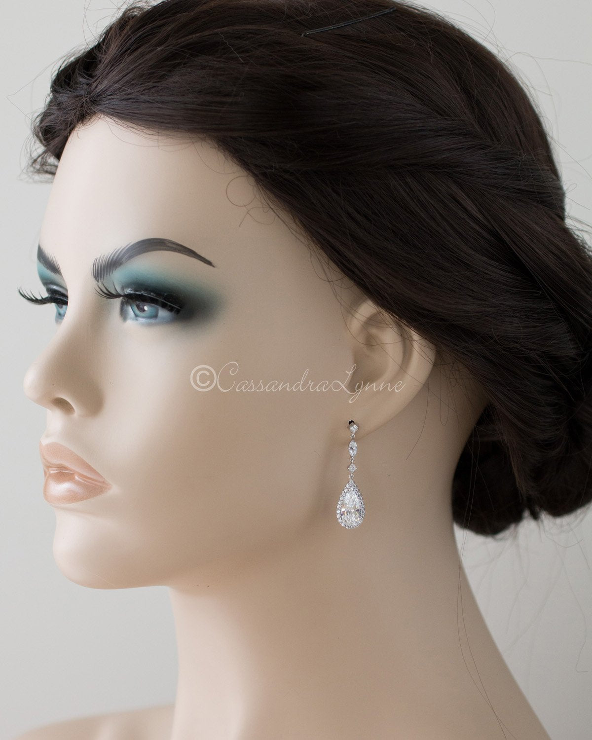 Pave Elongated Pear Drop CZ Earrings - Cassandra Lynne