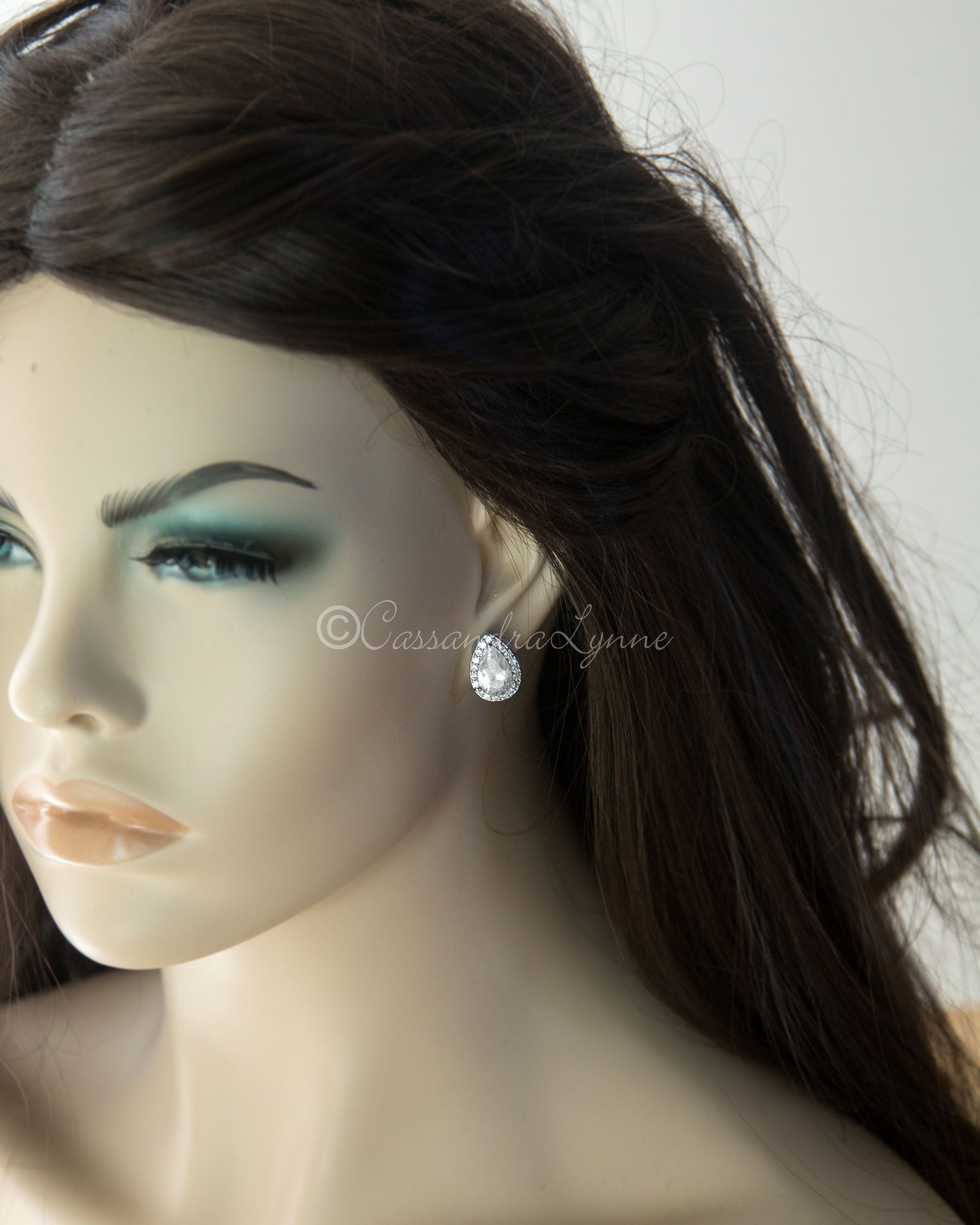 Pave Pear Clip - On Crystal Earrings - Earrings - Cassandra Lynne