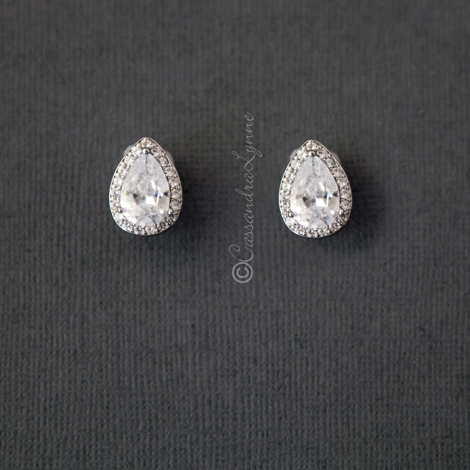 Pave Pear Clip-On Crystal Earrings - Cassandra Lynne