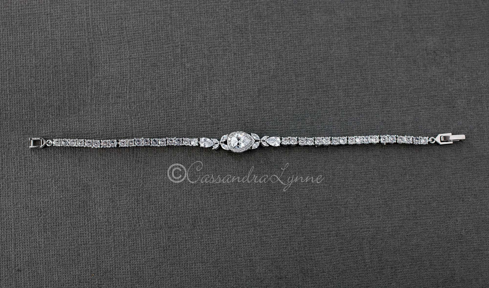 Pave Teardrop Simple CZ Wedding Bracelet - Cassandra Lynne