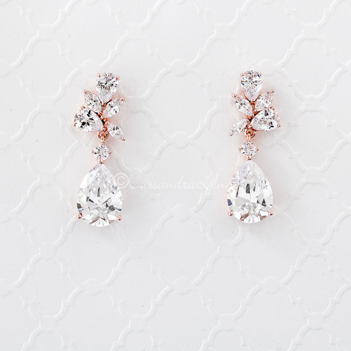 Pear Drop CZ Bridal Earrings - Cassandra Lynne