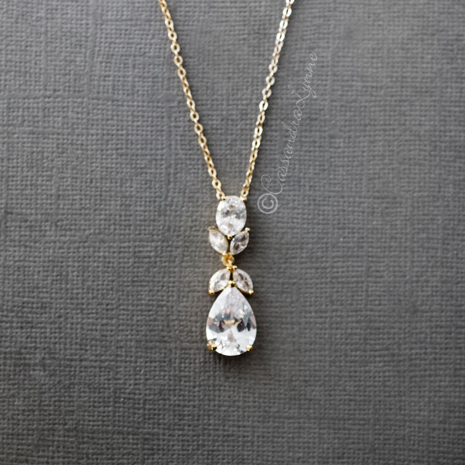 Pear Drop CZ Wedding Pendant - Cassandra Lynne