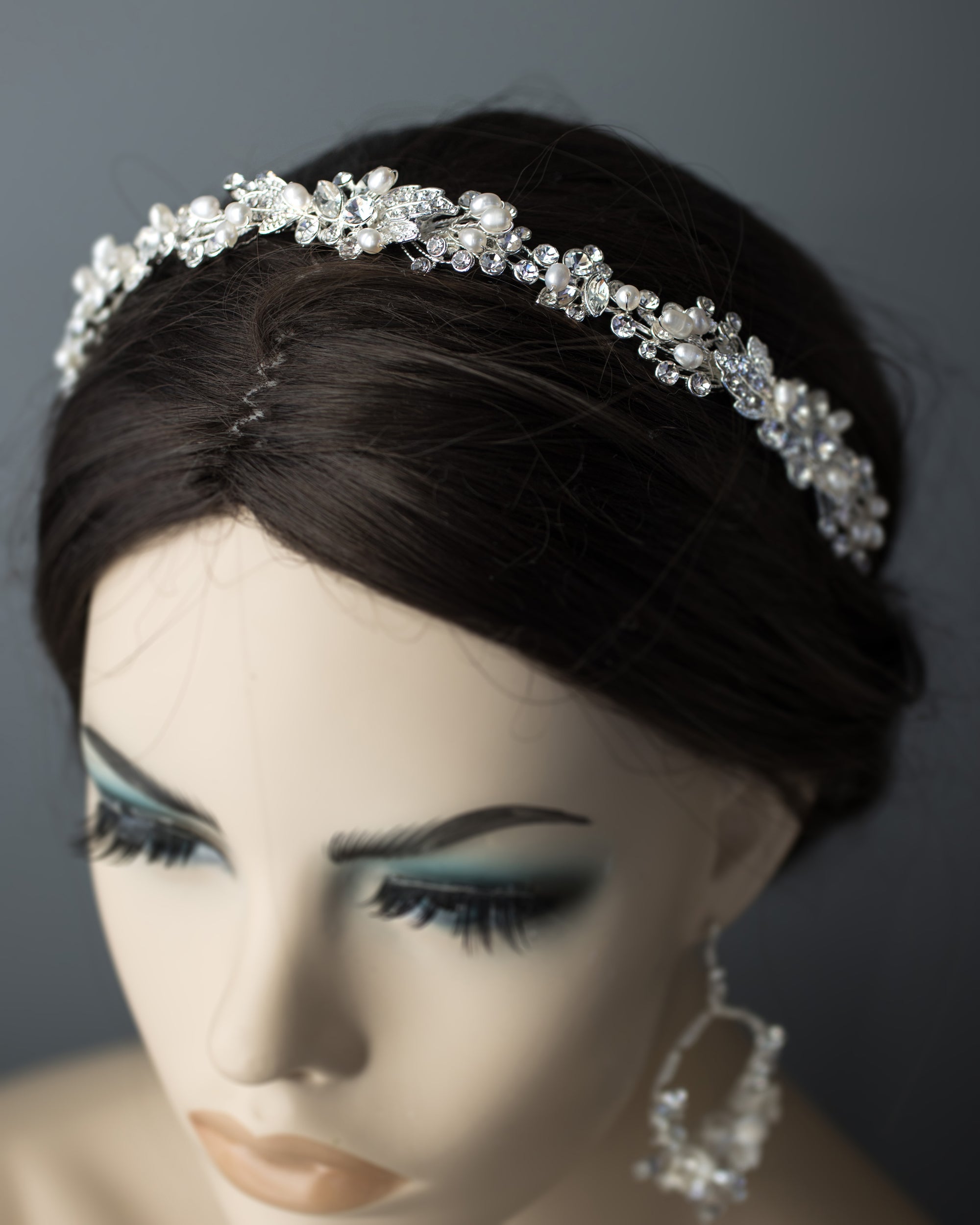 Bridal Headpiece of Crystals and Freshwater Pearls - Cassandra Lynne