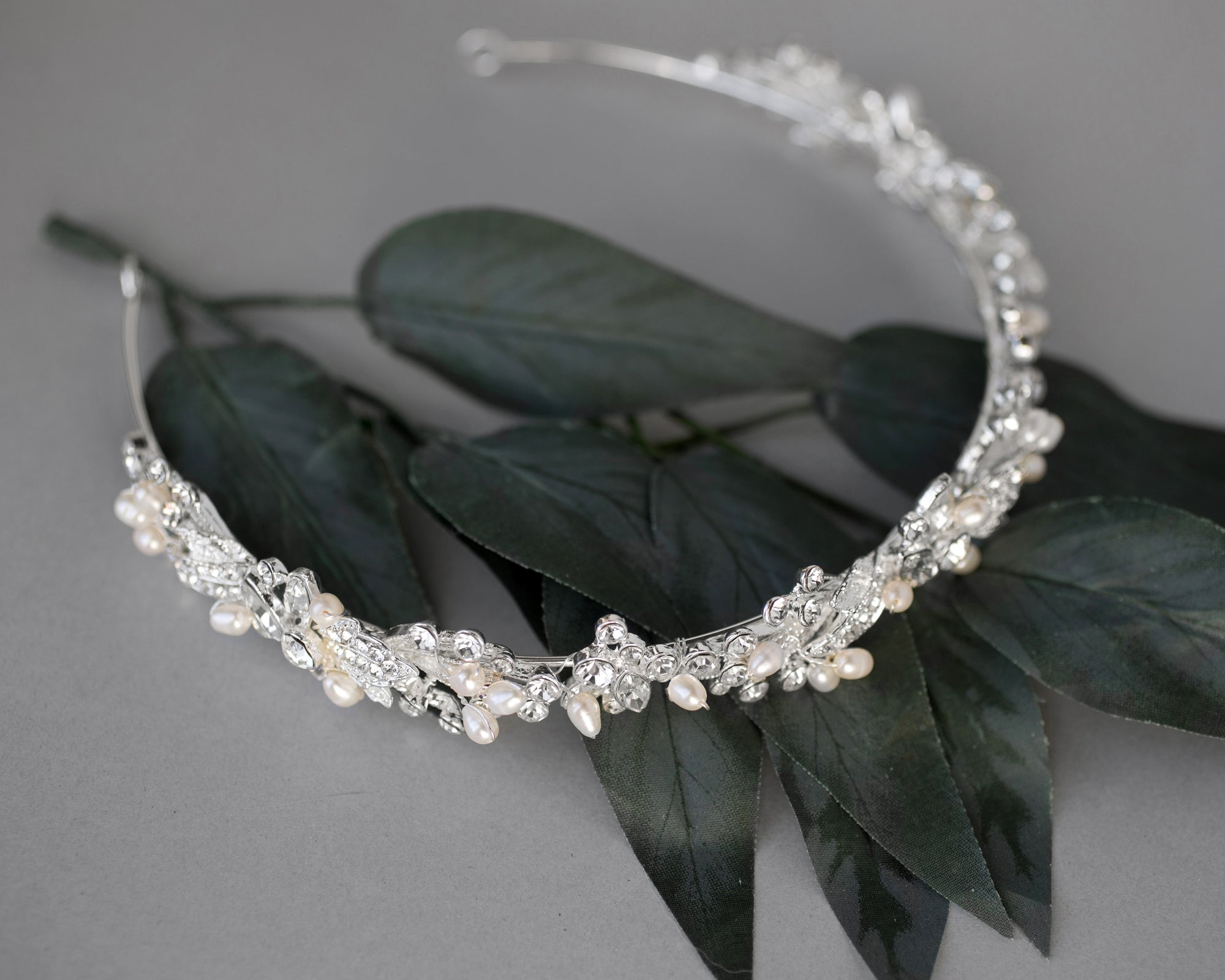 Bridal Headpiece of Crystals and Freshwater Pearls - Cassandra Lynne