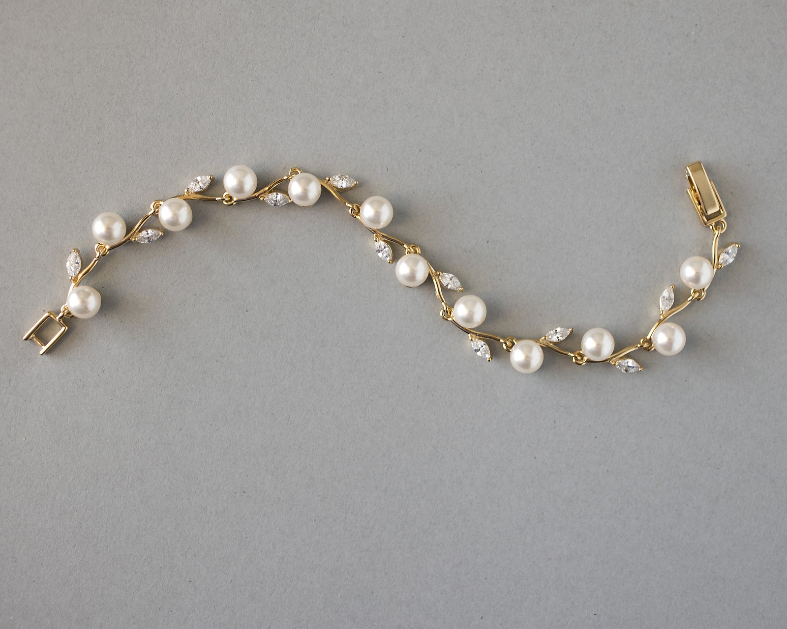 Pearl and CZ Leaves Bracelet - Cassandra Lynne