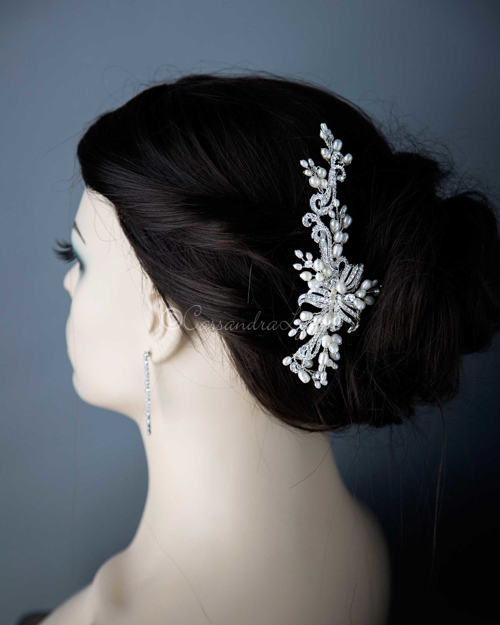 Pearl Wedding Hair Comb with Swirls - Cassandra Lynne