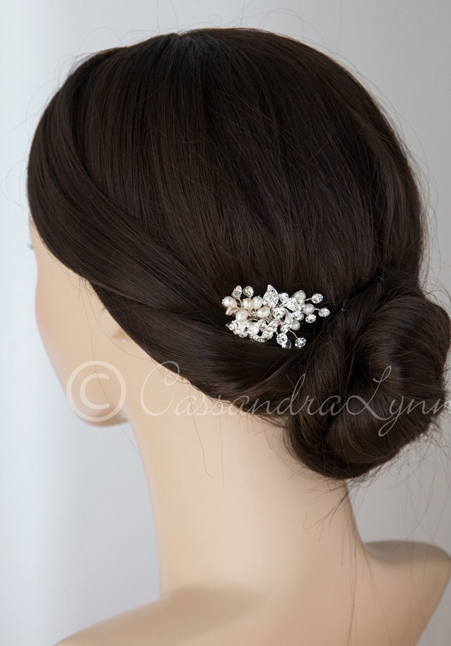 Petite Pearl Wedding Hair Clip with Crystals - Cassandra Lynne