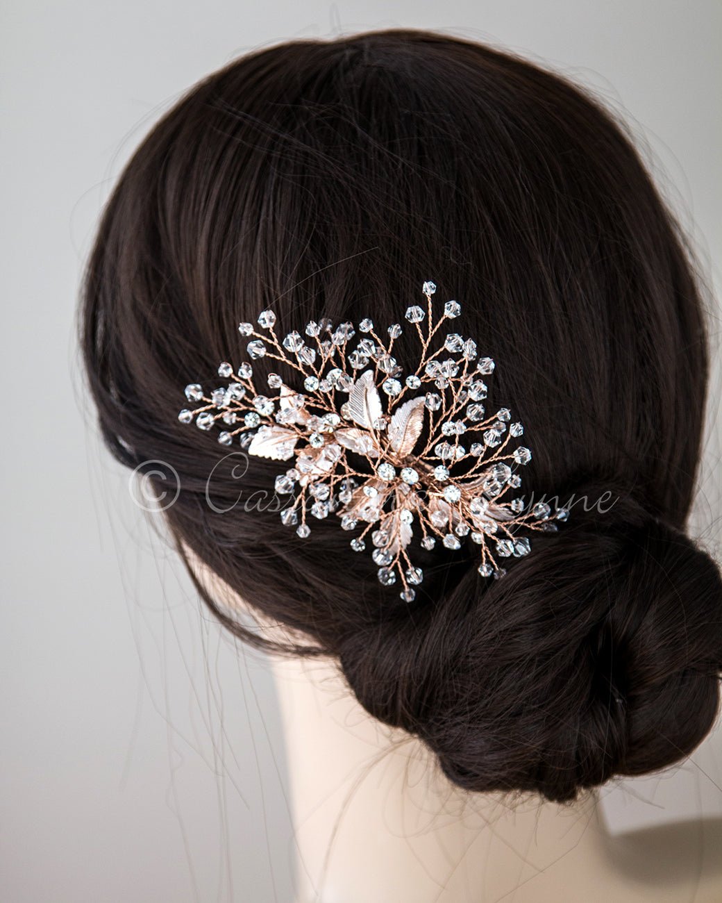 Rose Gold Bridal Hair Piece with Crystals - Cassandra Lynne