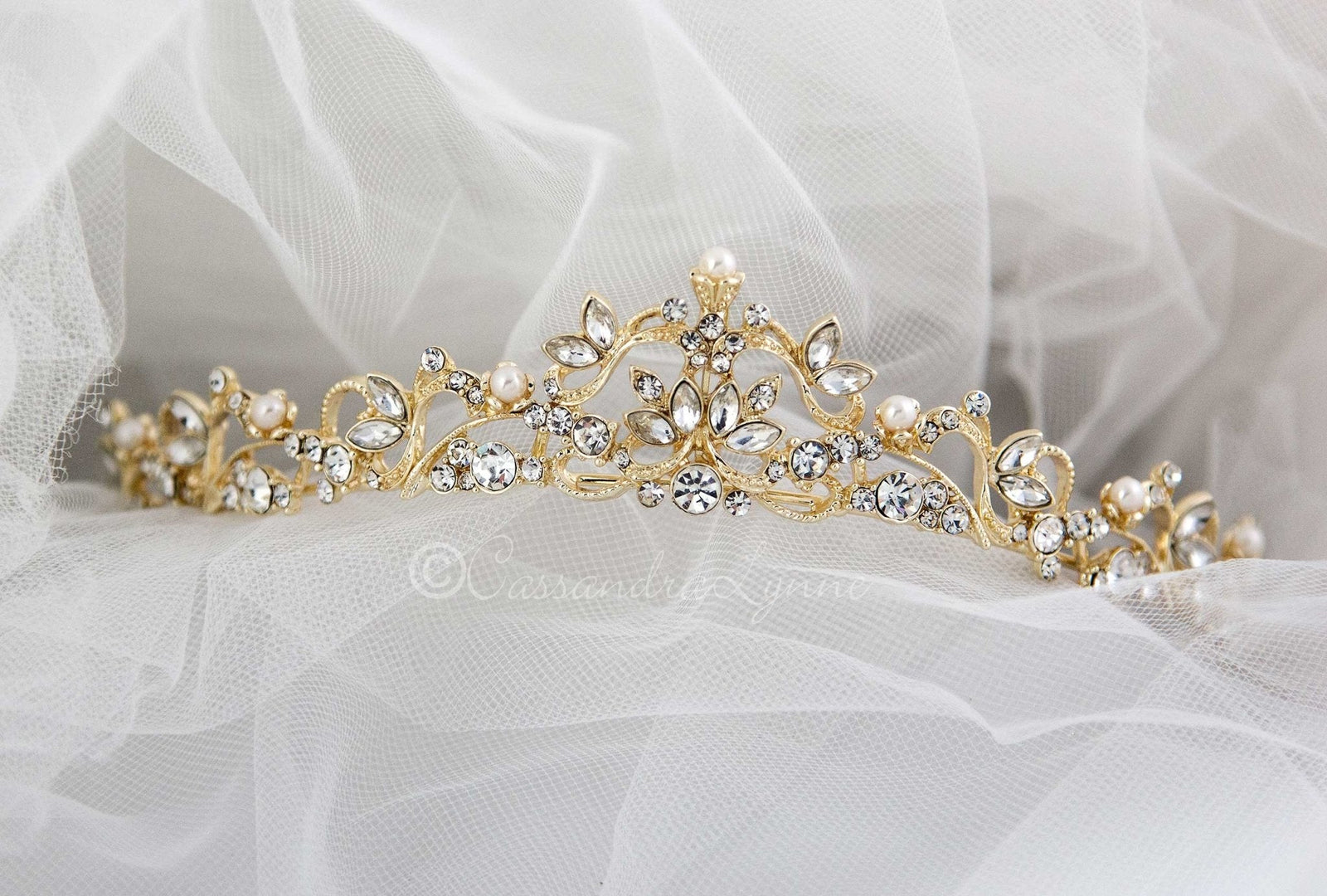Scrolling Petite Pearl Tiara - Tiara - Cassandra Lynne