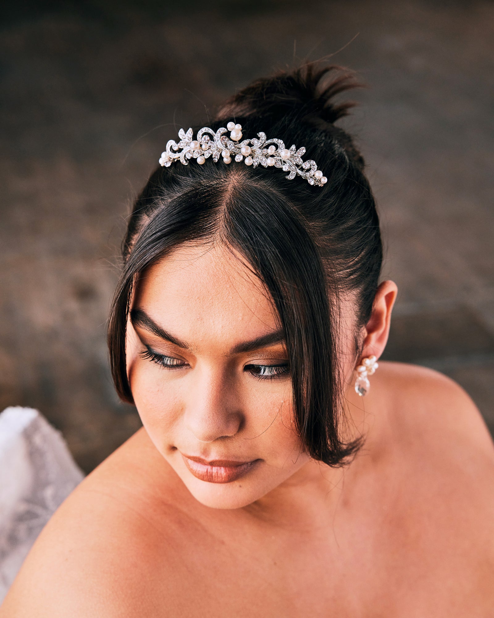 Tiara Comb of Antiqued Silver Scrolls and Pearls - Cassandra Lynne