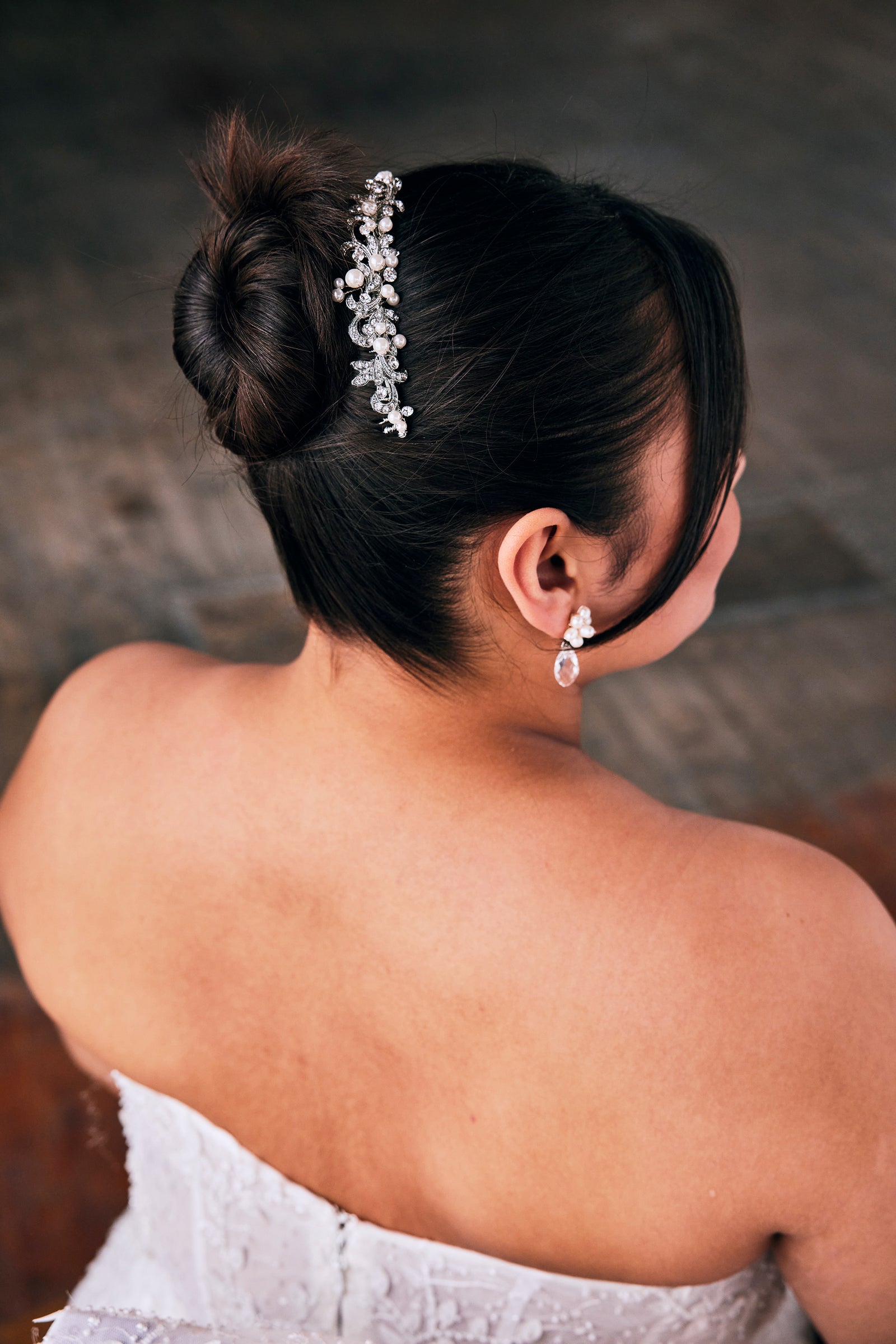 Tiara Comb of Antiqued Silver Scrolls and Pearls - Cassandra Lynne