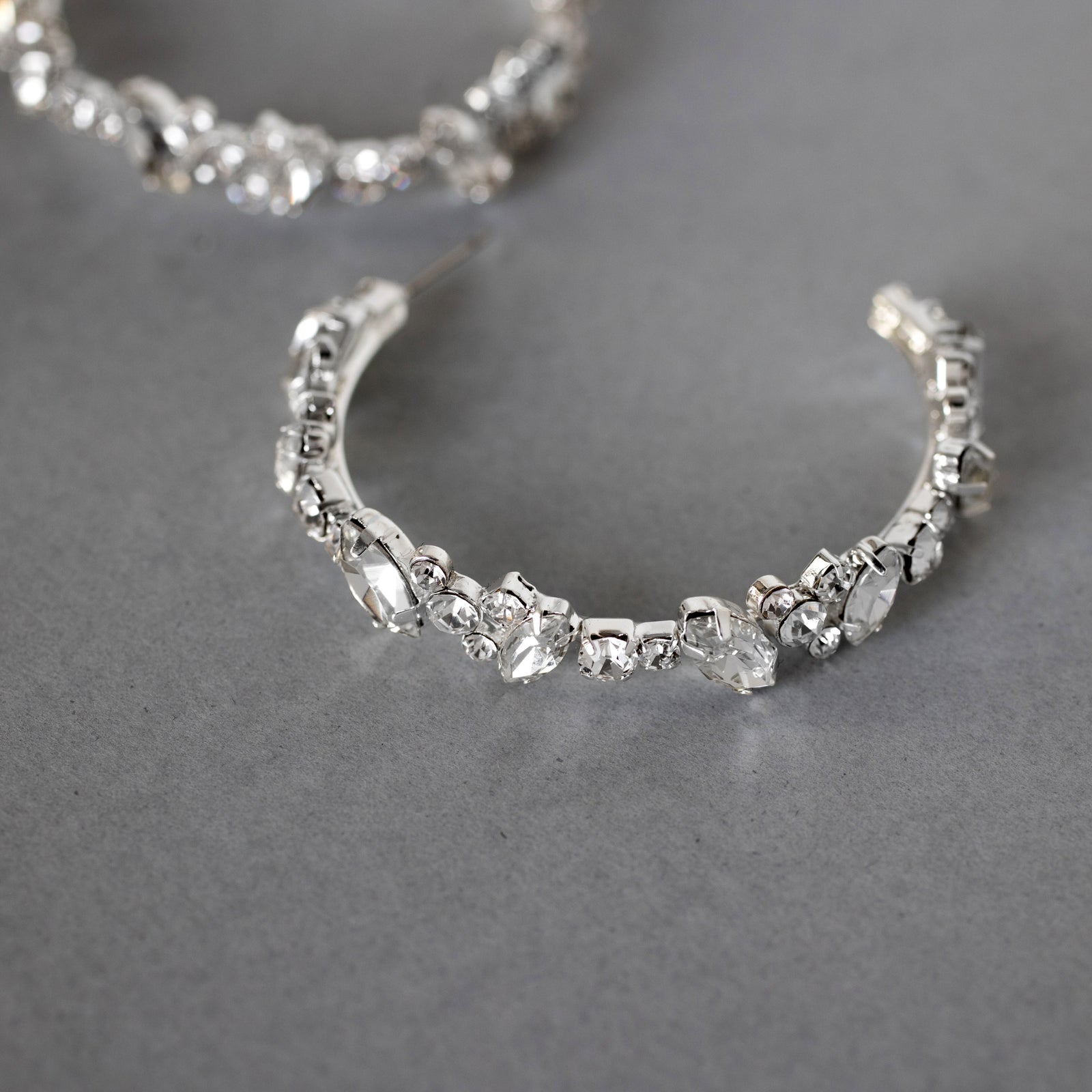 Crystal Pear and Flower Hoop Earrings - Cassandra Lynne