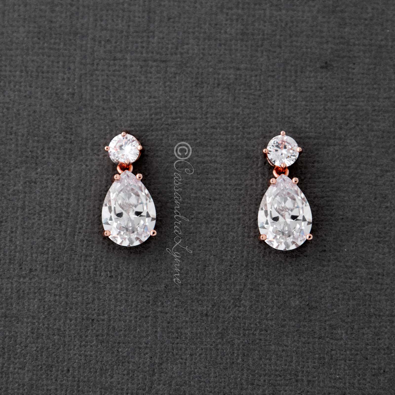 Pear Drop Wedding Earrings - Cassandra Lynne