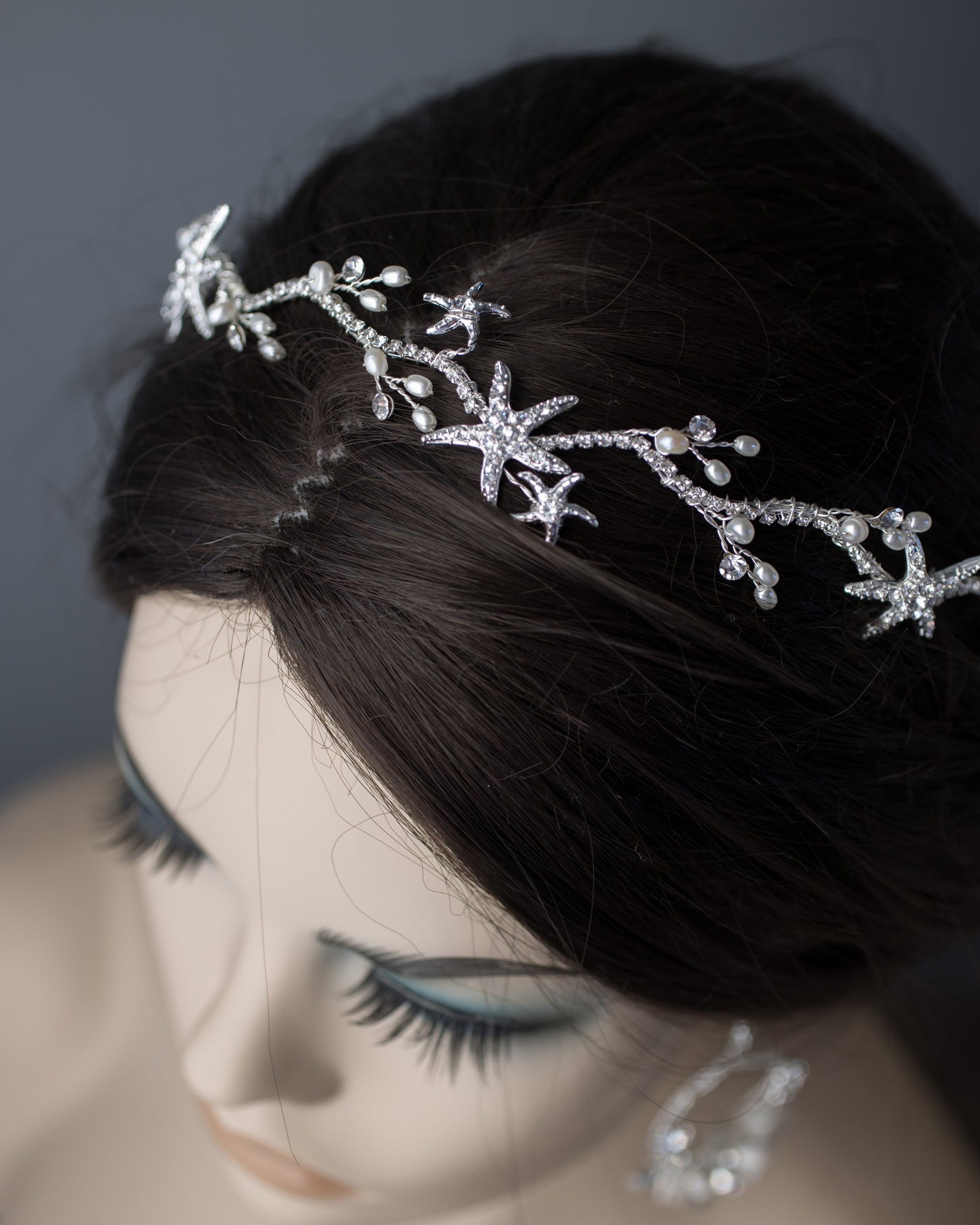 Silver Starfish Wedding Headpiece - Cassandra Lynne