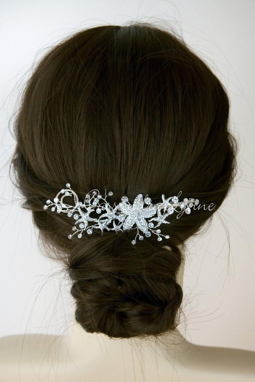 Starfish Wedding Hair Clip with Rhinestones - Cassandra Lynne