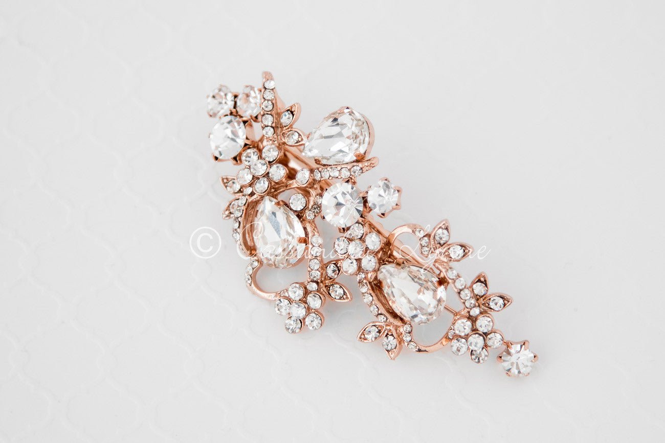 Teardrop Bridal Hair Clip in Silver or Rose Gold - Cassandra Lynne