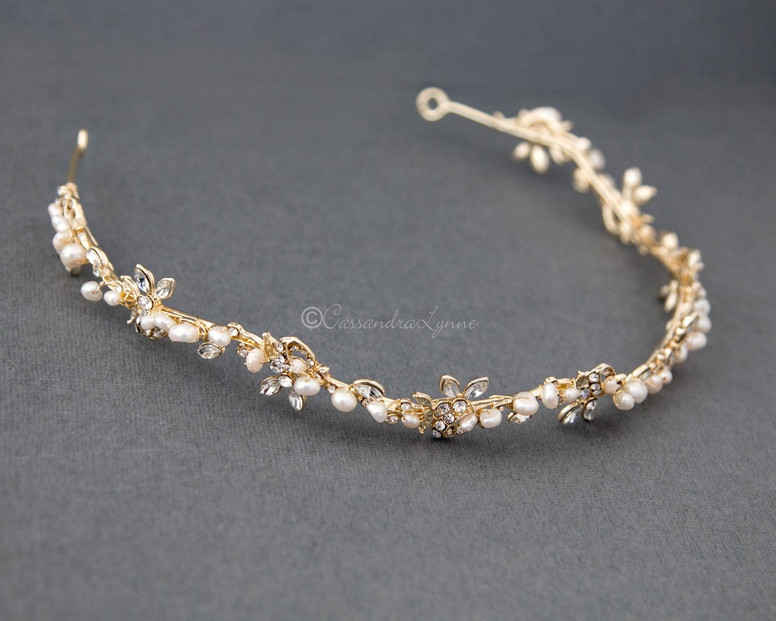 Vine Bridal Tiara Headband with Pearls - Cassandra Lynne