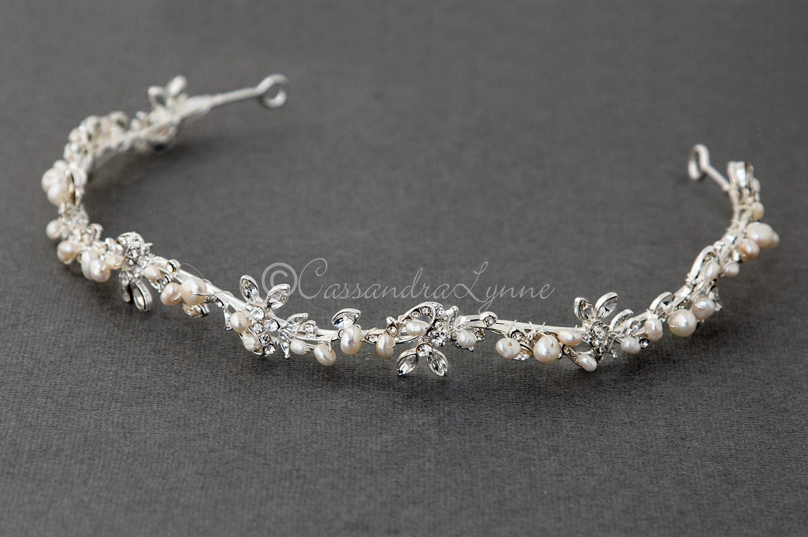 Vine Bridal Tiara Headband with Pearls - Cassandra Lynne