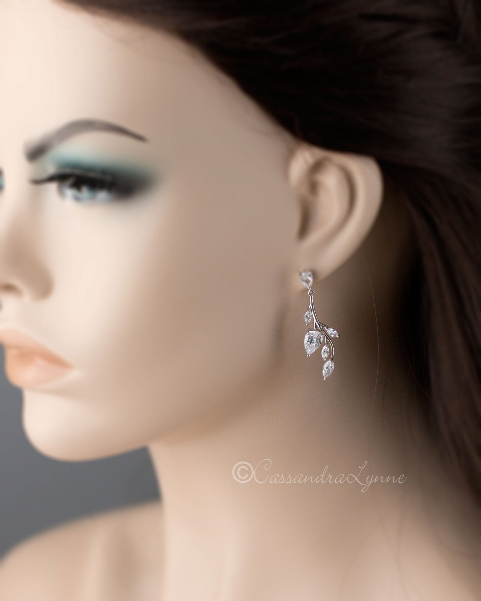 Vine CZ Bridal Earrings Clip-On - Cassandra Lynne