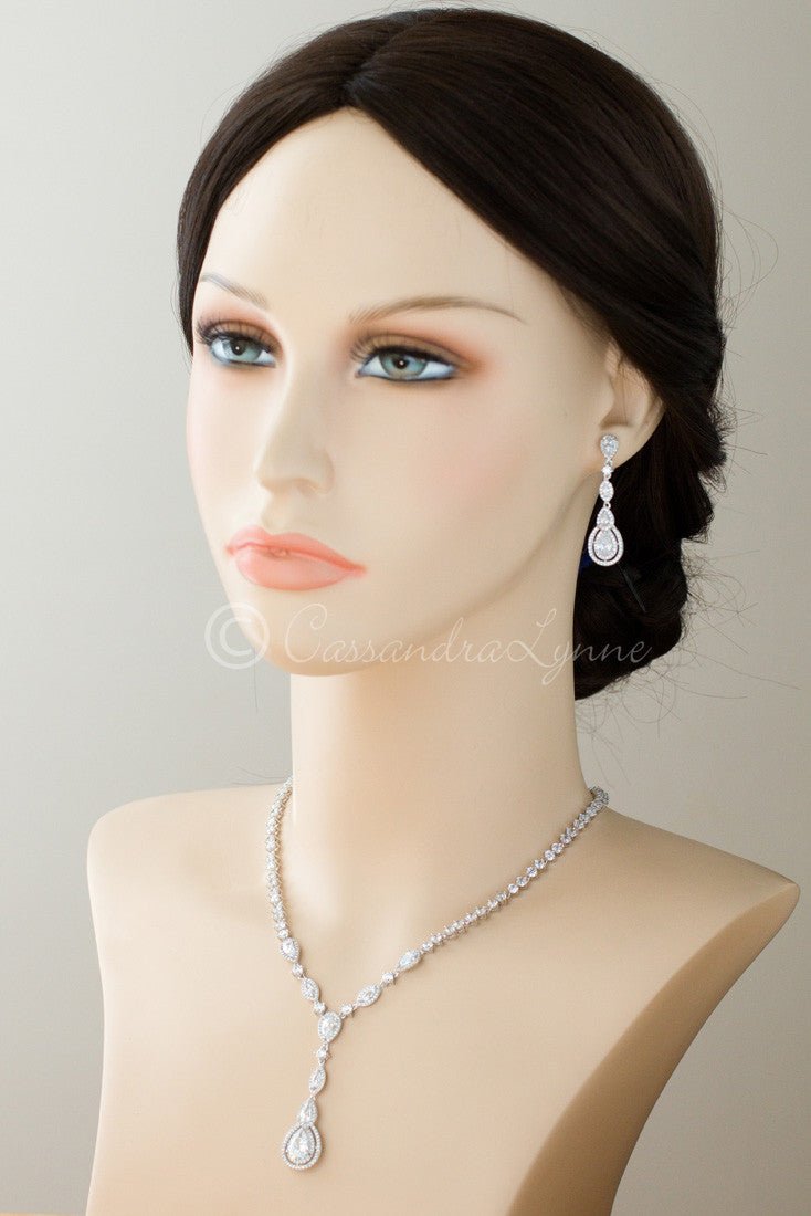 Vintage CZ Necklace and Earrings Set - Cassandra Lynne